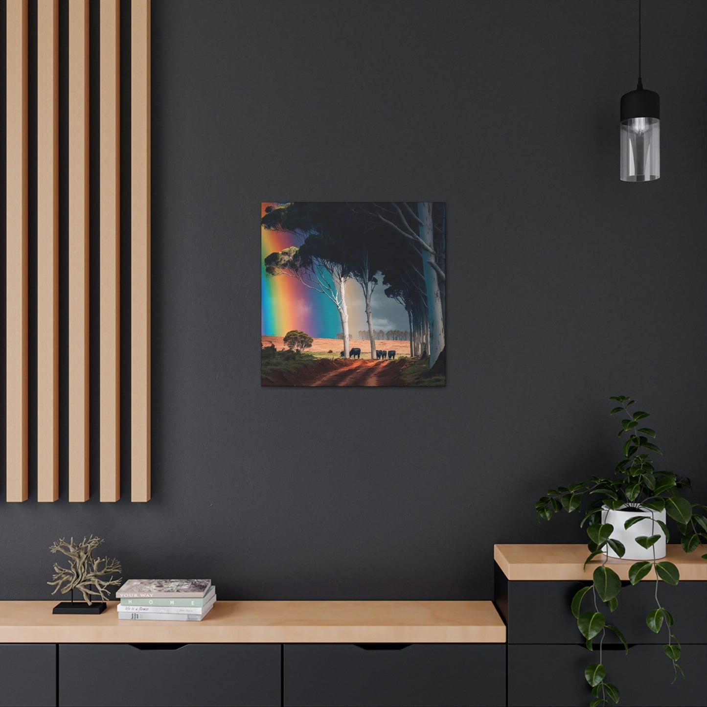 Farmhouse Wall Decor, Cattle Canvas Wall Art, Original Canvas Wall Art Print, Tree Painting Print, Cow Art Print on Canvas