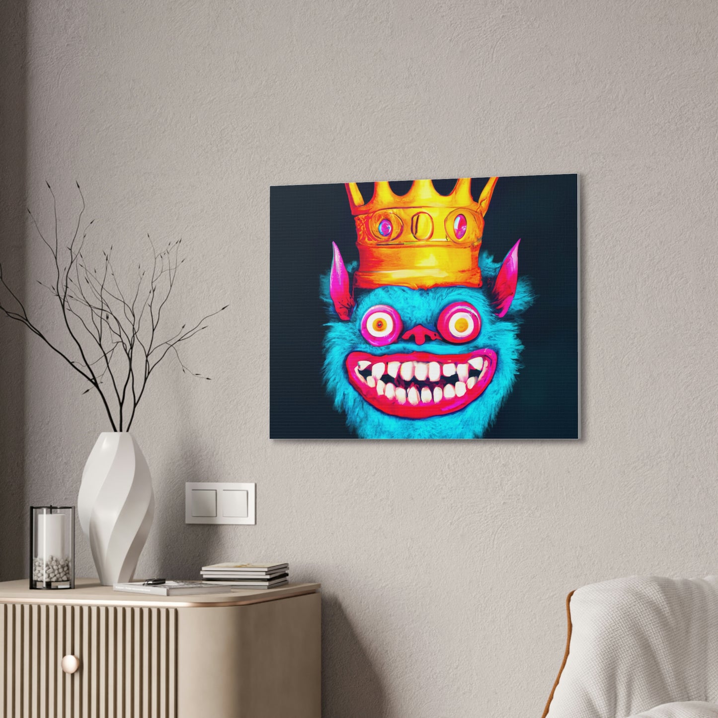 Troll King Monster Wall Art, Spooky Decor Gothic Wall Art, Gothic Decor Illustration Art, Fantasy Canvas Wall Art