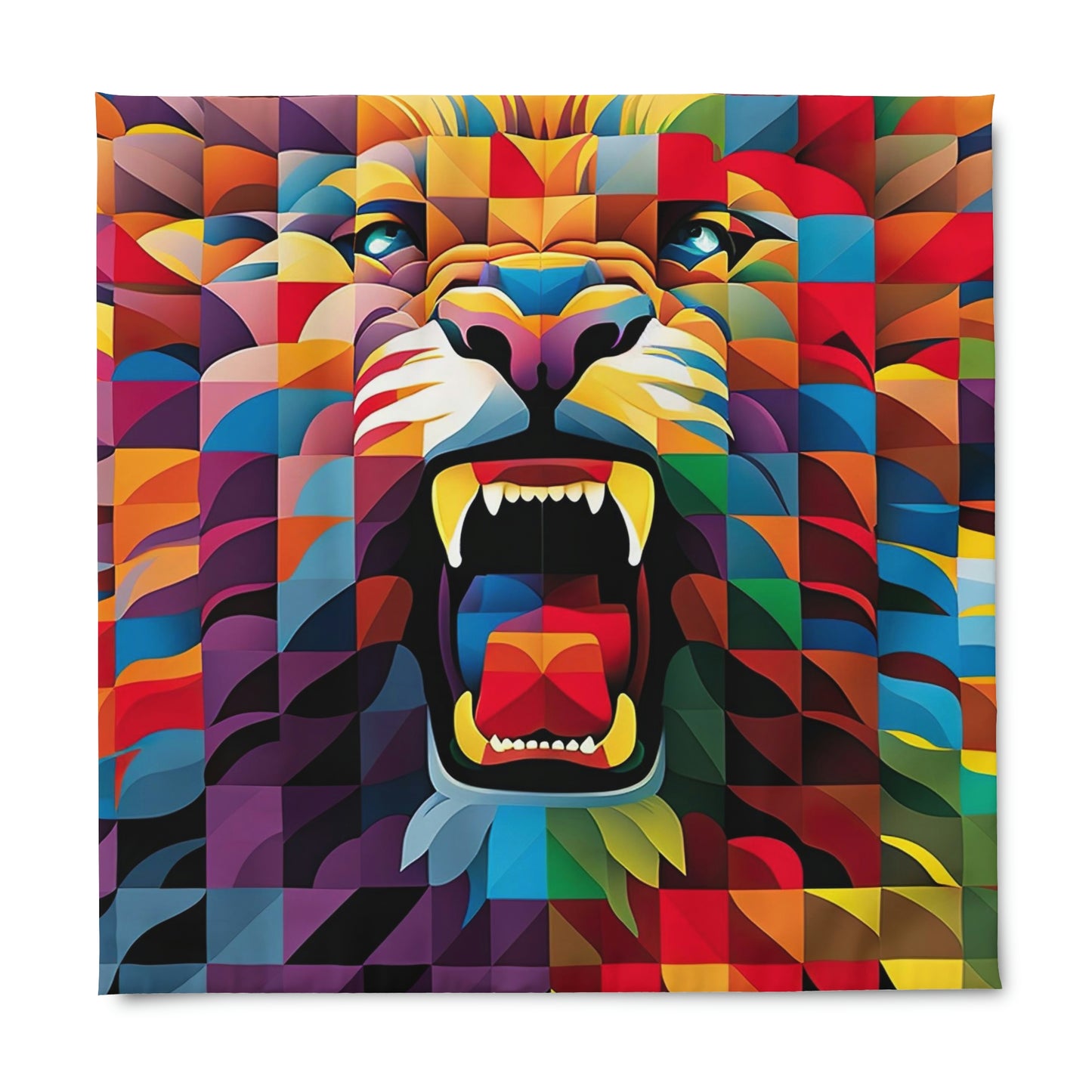 Roaring Lion Colorful Duvet Cover, Lion King Duvet Cover, Animal Print Designer Duvet, Modern Twin Duvet Cover
