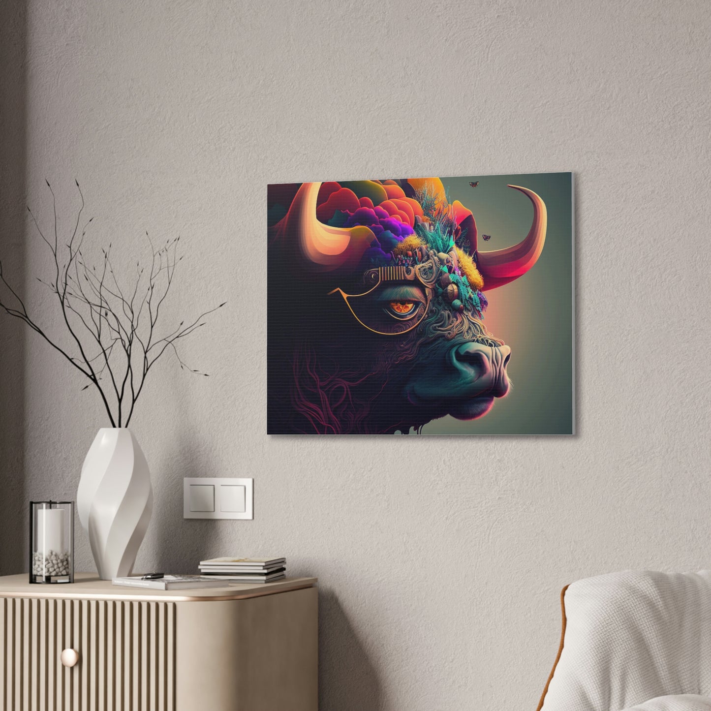 Mother Bison Print Art, Buffalo Wall Art, Bison Illustration Art Print, Ai Bison Painting for Home Decor, Animal Lover Gift