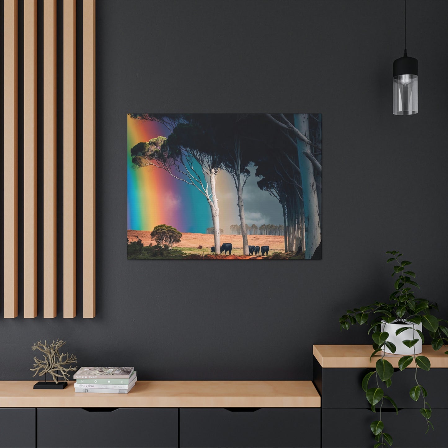 Farmhouse Wall Decor, Cattle Canvas Wall Art, Original Canvas Wall Art Print, Tree Painting Print, Cow Art Print on Canvas