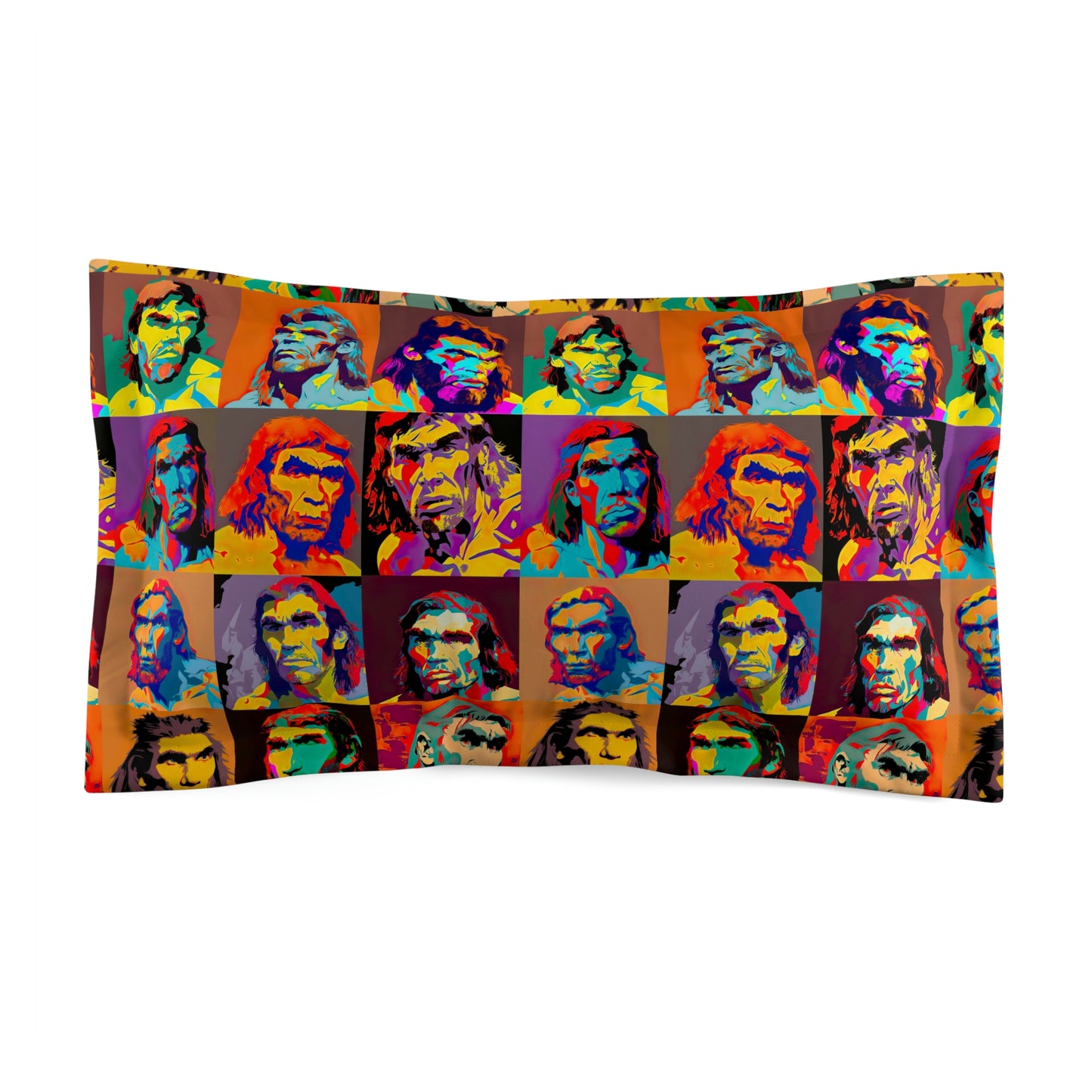 Neanderthal Pop Art Pillow Sham, Watercolor Pillow, Living Room Pillows, Farmhouse Pillow, Western Home Decor