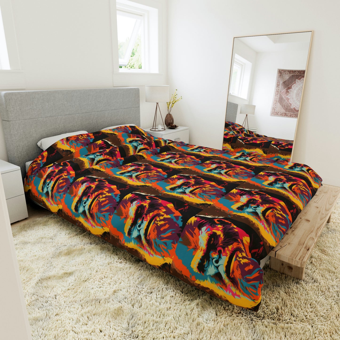 Colorful Sasquatch Duvet Cover, King Duvet Cover, Queen Duvet Cover, Twin Duvet Cover, Toddler Duvet Cover, Gift for Animal Lovers