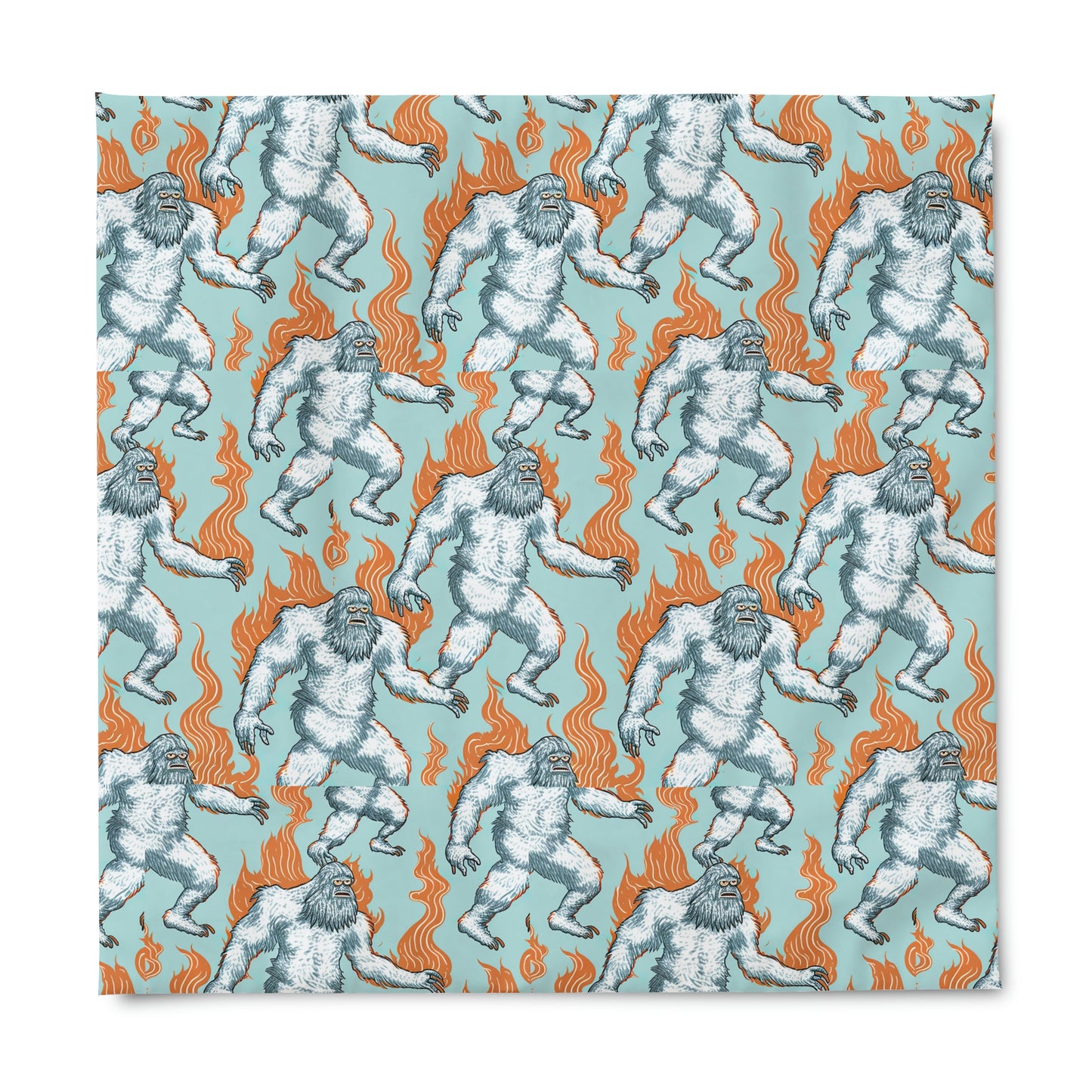 Sasquatch on Fire Blue Duvet Cover, King Duvet Cover, Queen Duvet Cover, Twin Unique Duvet Cover, Gift for Animal Lovers