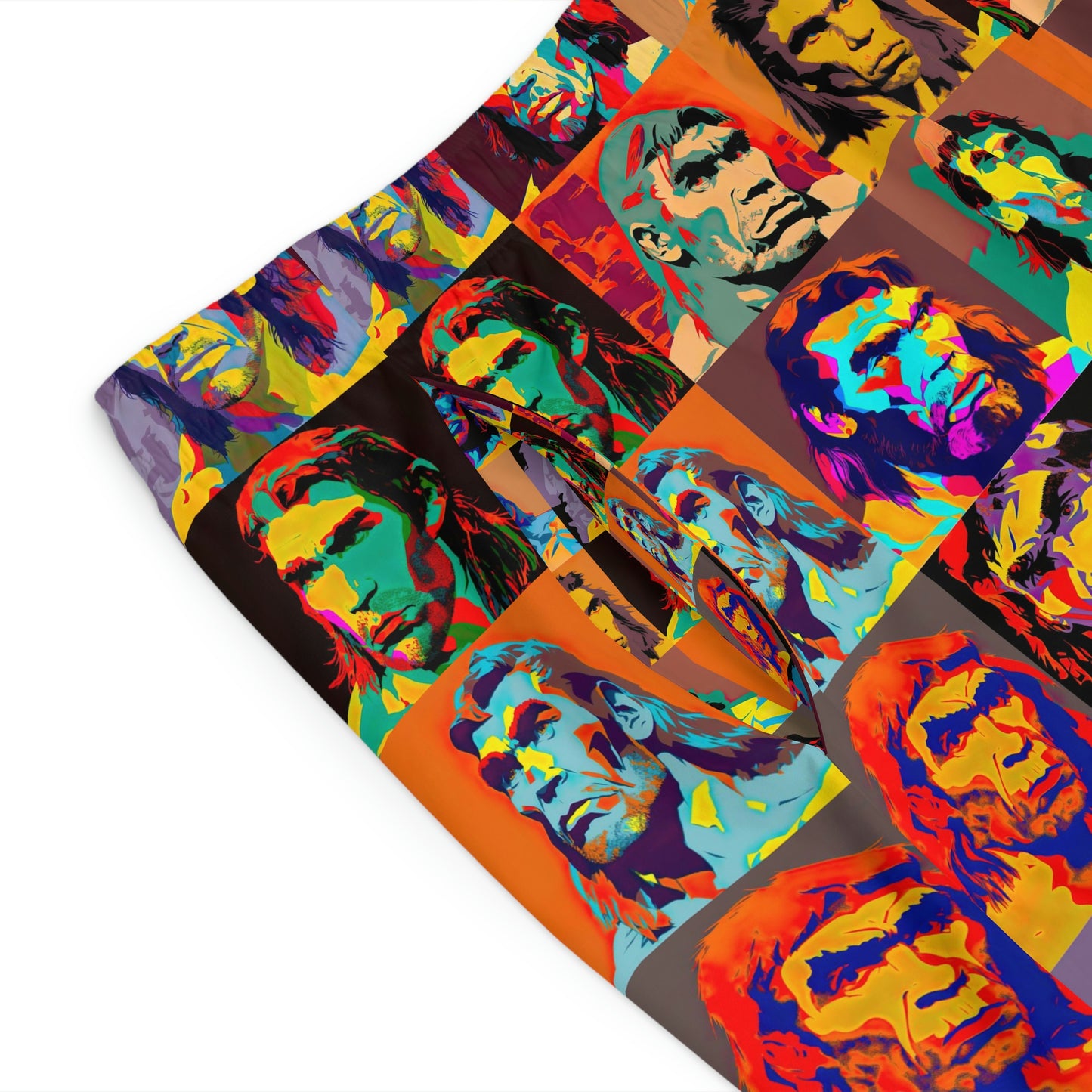 Neanderthal Portraits Pop Art Men's Board Shorts, Men's Workout Shorts, Summer Shorts with Pockets, Retro Face Shorts