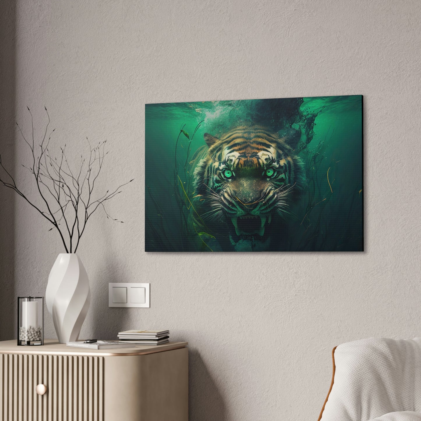 Tiger Canvas Art, Tiger Animal Wall Decor, Animal Home Decor, Modern Wall Art, Animal Canvas Print