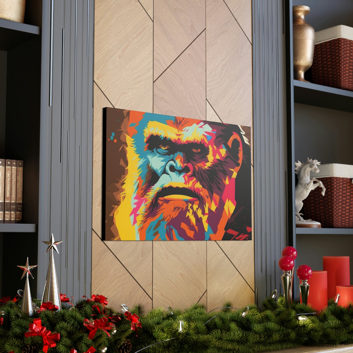 Sasquatch Pop Art, Colorful sasquatch Canvas Art, animal pop art wall art, Monster Wall decal, Rainbow Color Canvas Art