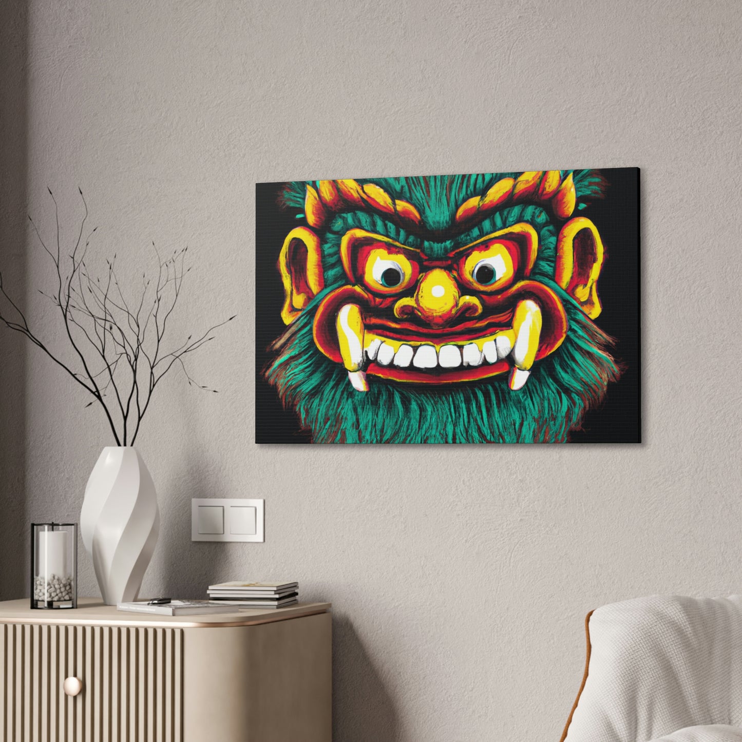 Stretched Monster Canvas Wall Art, Monster Decor Illustration Art, Colorful Gothic Wall Art, Spooky Decor Horror Wall Art