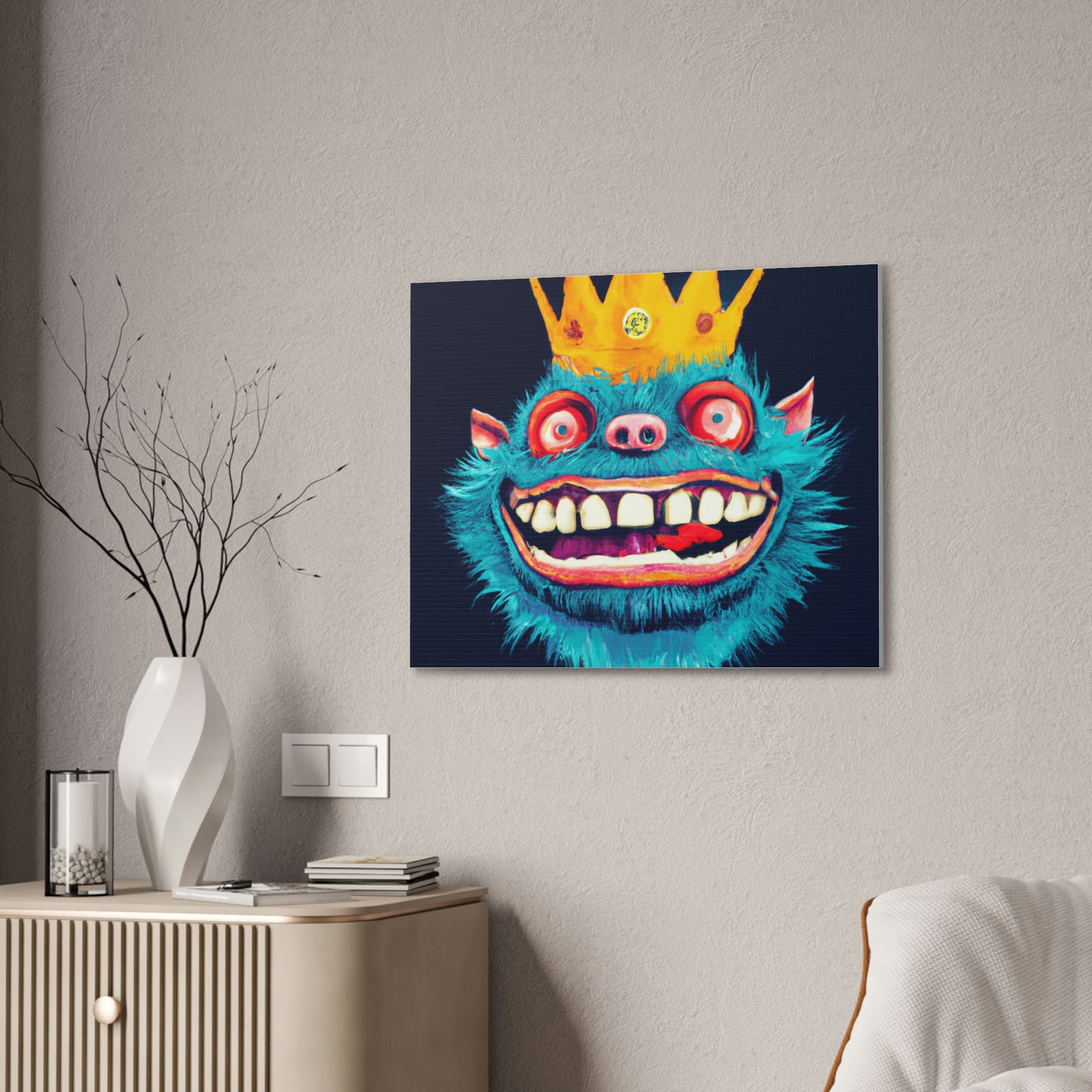 Troll Five Monster Crown Wall Art, Illustration Art Gothic Wall Decor, Spooky Decor Fantasy Wall Art, Gothic Decor Canvas Wall Art