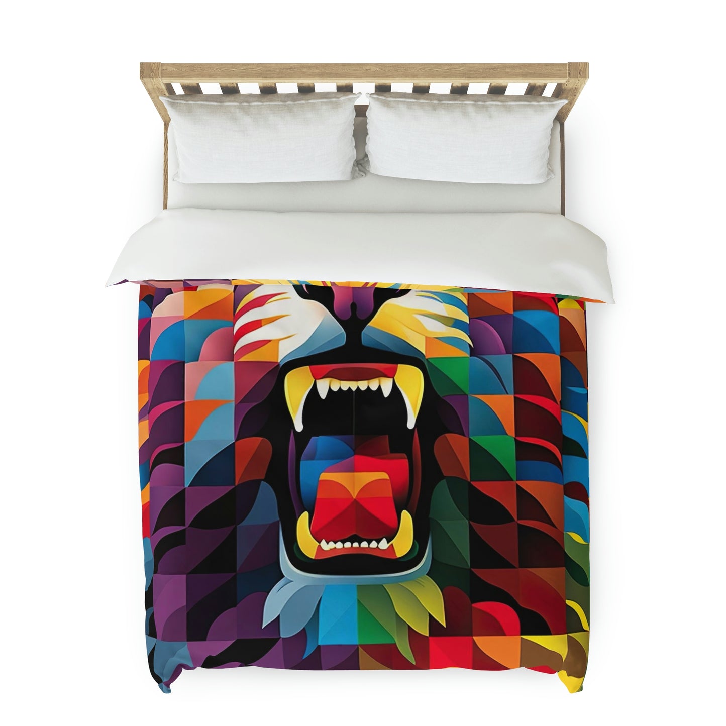 Roaring Lion Colorful Duvet Cover, Lion King Duvet Cover, Animal Print Designer Duvet, Modern Twin Duvet Cover