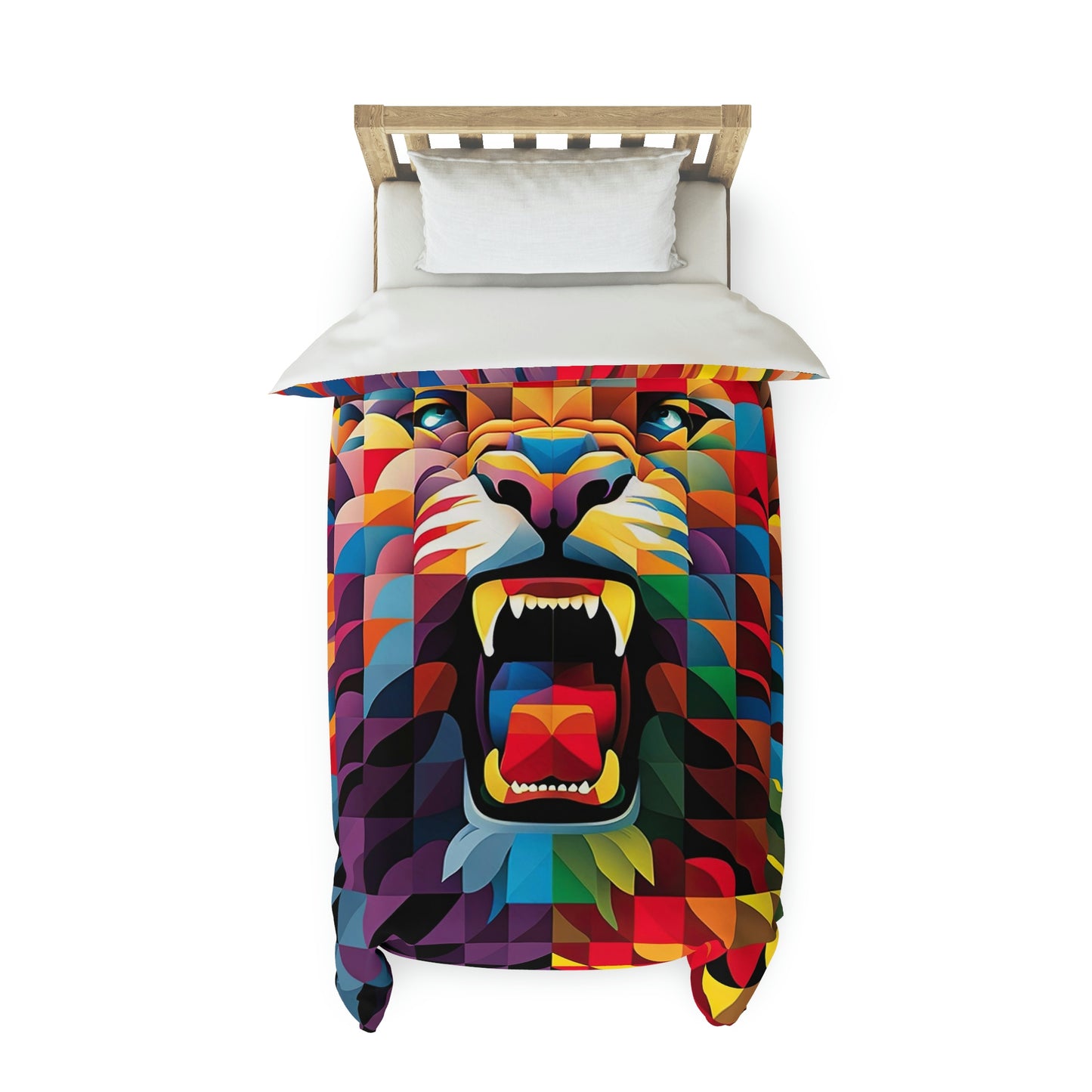 Roaring Lion Colorful Duvet Cover, Lion King Duvet Cover, Animal Print Designer Duvet, Modern Twin Duvet Cover