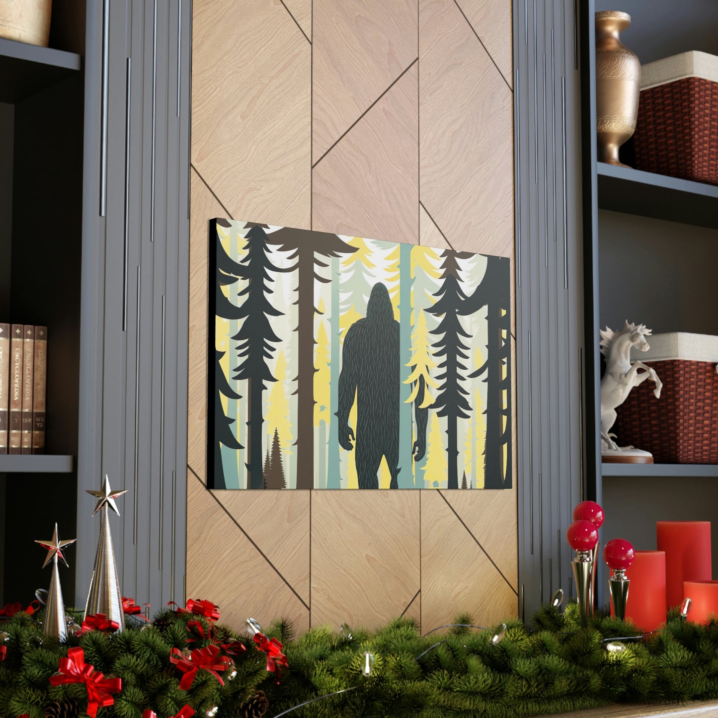 Sasquatch Wall Art, Wildlife Forest Canvas Wall Art, Monster Art Animal Wall Decor, Above Bed Wall Decor