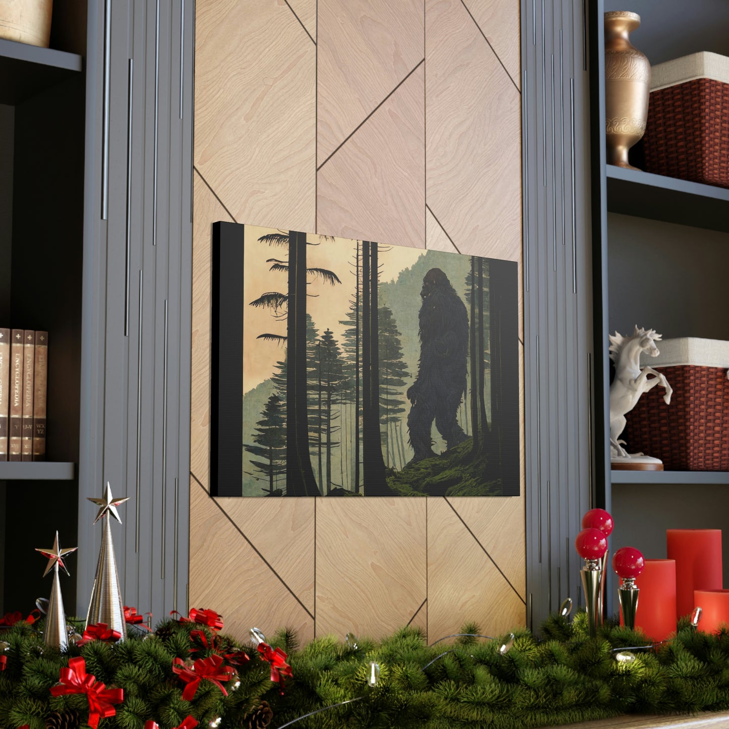 Sasquatch Forest Giant Wall Art, Large Canvas Print, Forest Painting On Canvas, Animal Wall Decor, Sasquatch Gifts Canvas