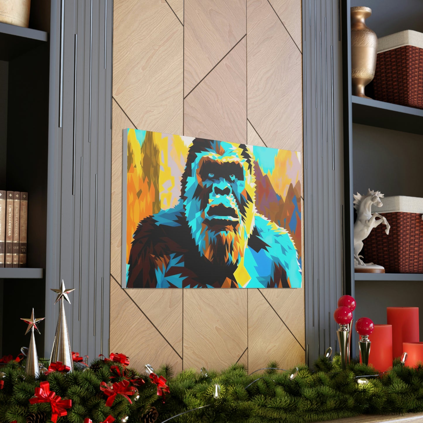 Colorful Sasquatch Decal, Pop Art Wall Art, Forestry Sasquatch Canvas Art, Animal Lover Gift, Forest Painting of Sasquatch