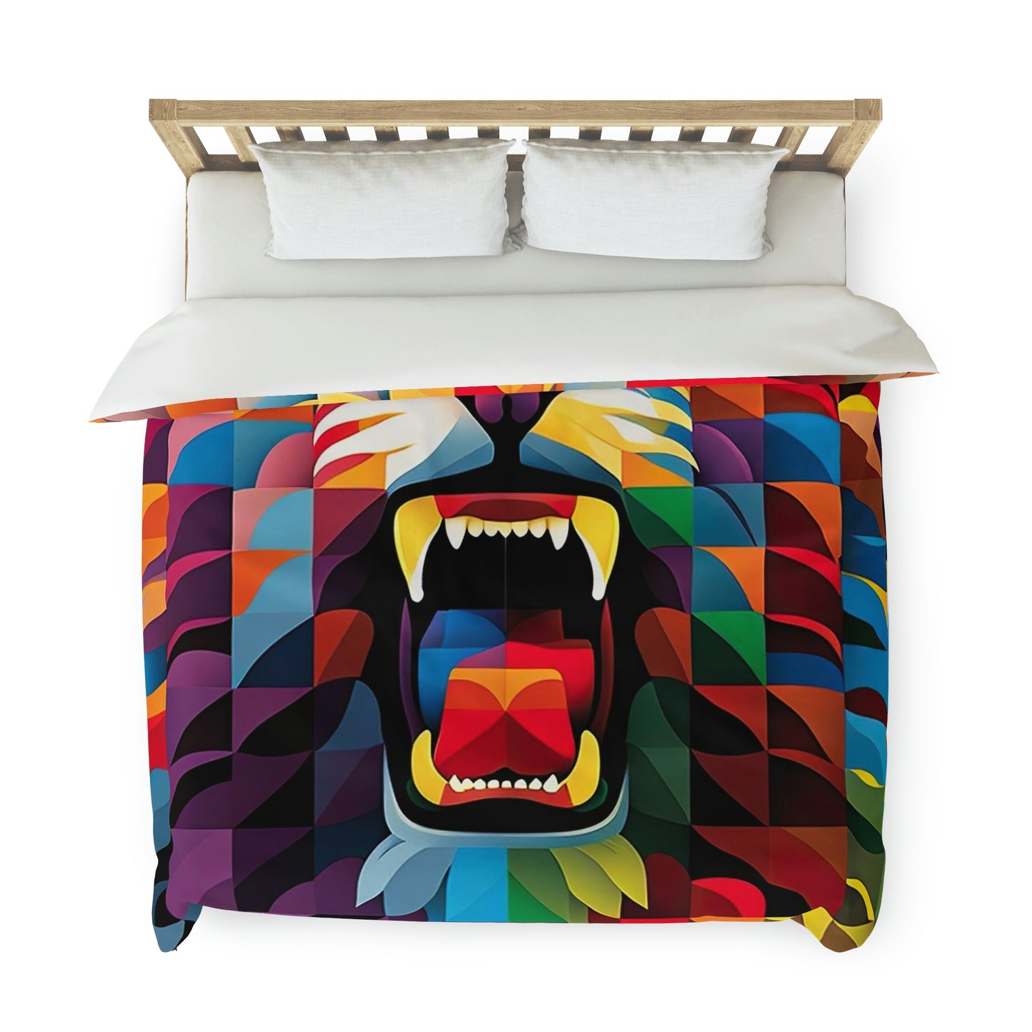 Roaring Lion Colorful Duvet Cover, Lion King Duvet Cover, Animal Print Designer Duvet, Modern Twin Duvet Cover