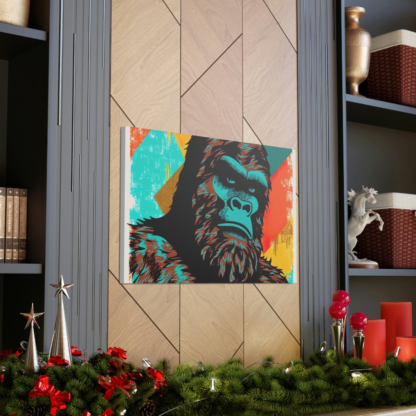 Sasquatch Pop Art Canvas Print, Colorful Sasquatch Wall Decor, Wildlife Animal Wall Decoration, Sasquatch Decorative Gifts