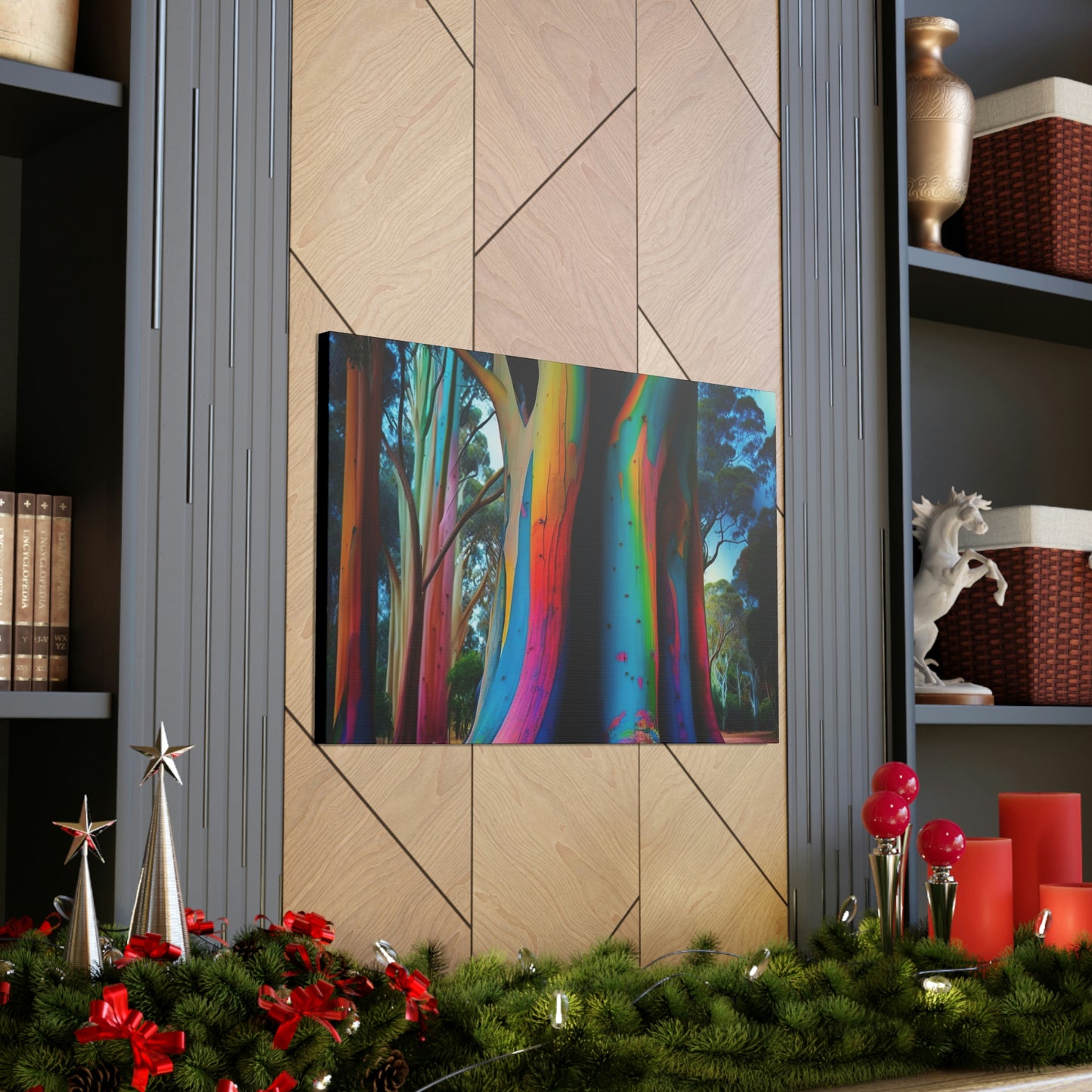 Giant Rainbow Eucalyptus Wall Art, Wildlife Stretched Canvas Art Print, Nature Wall Art, Wildlife Art, Trees Colorful Art Print