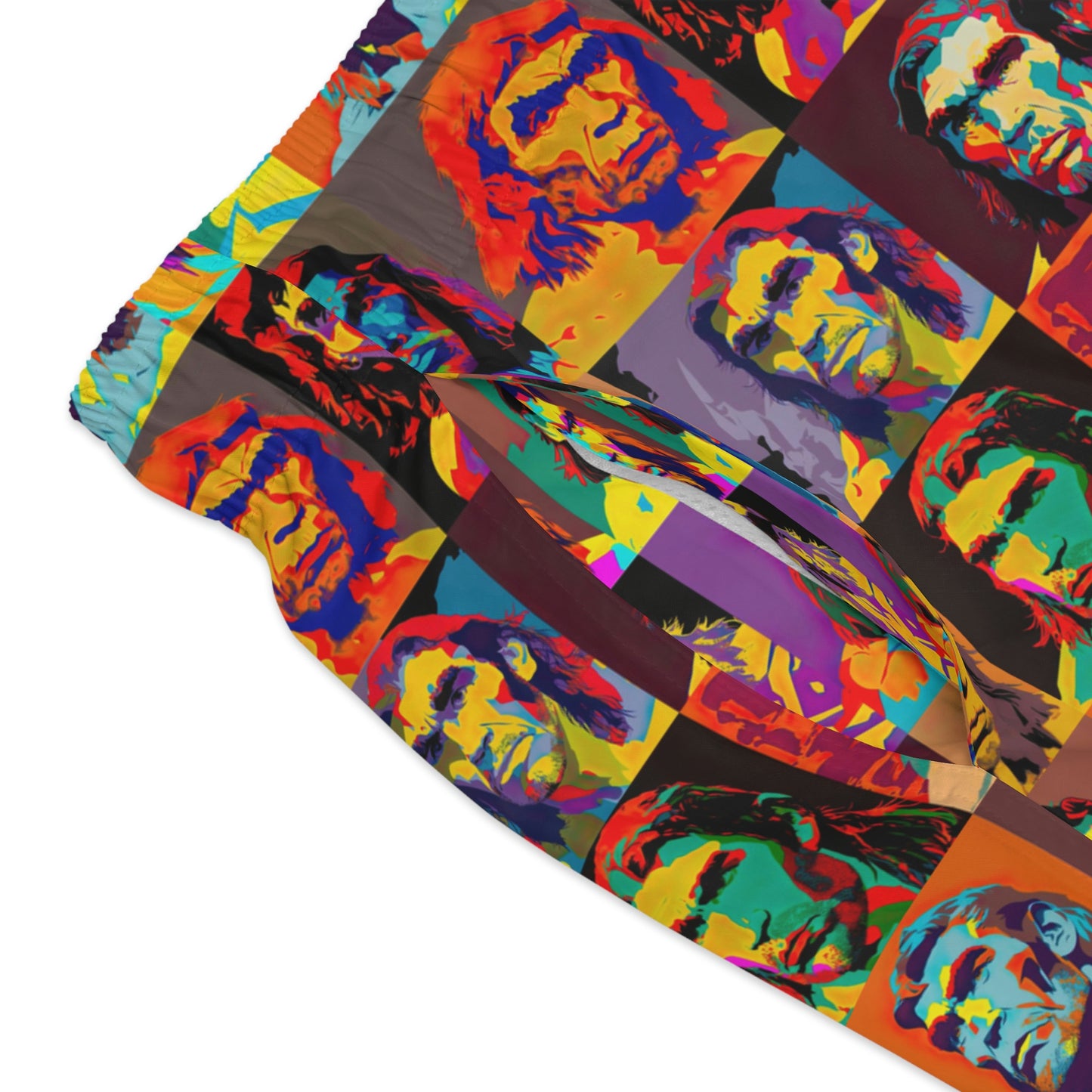 Neanderthal Portraits Pop Art Swim Trunks, Mens Swim Trunks, Faces Swimsuit, Mens Swimwear Clothing, Swim Shorts