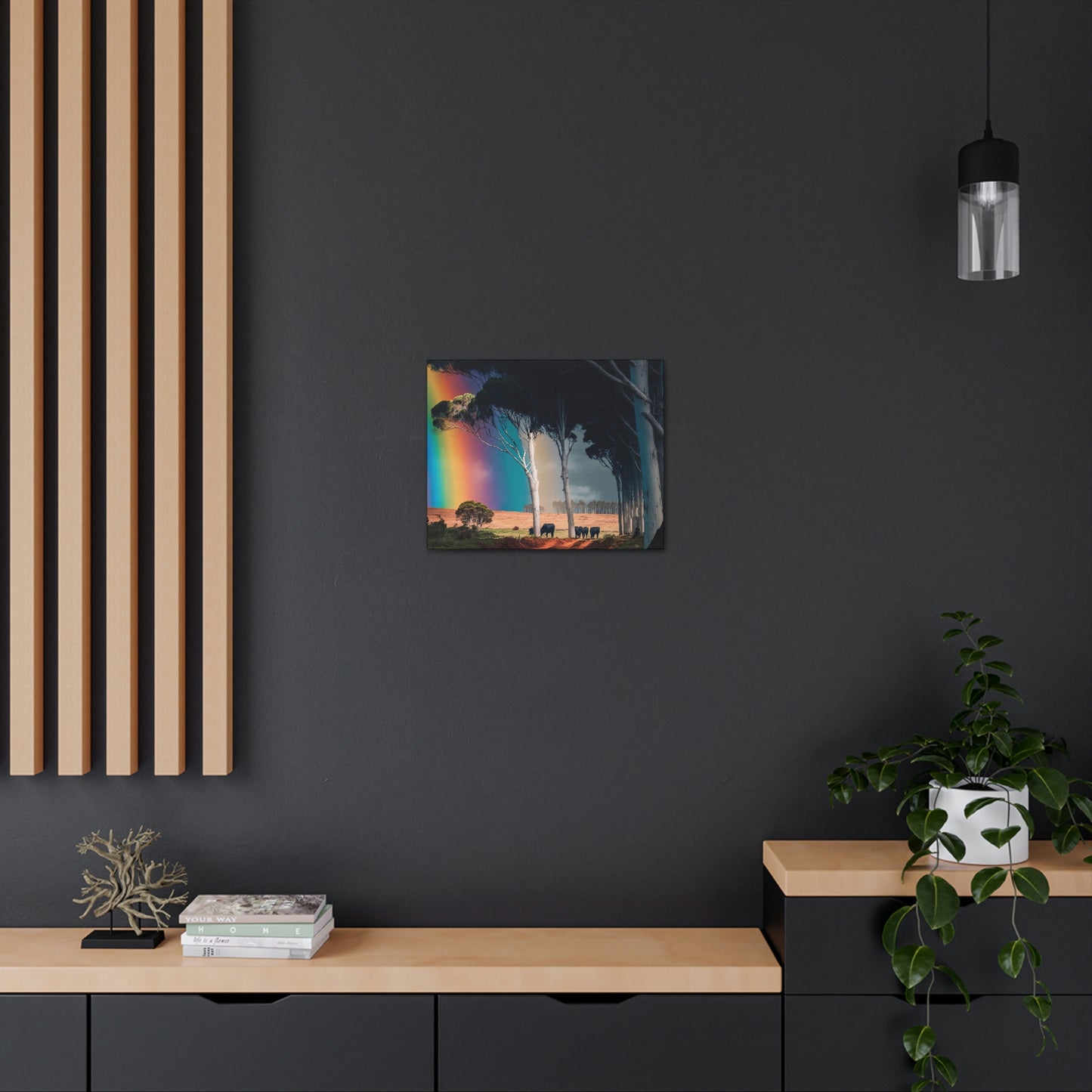 Farmhouse Wall Decor, Cattle Canvas Wall Art, Original Canvas Wall Art Print, Tree Painting Print, Cow Art Print on Canvas