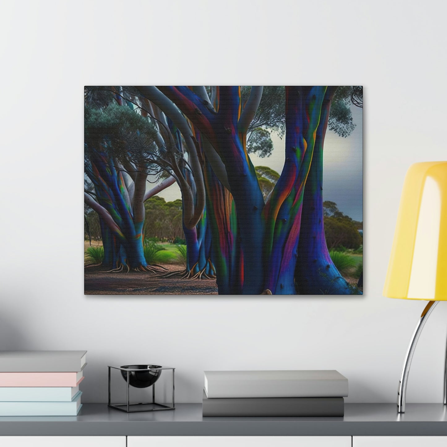 Eucalyptus Tree Canvas Art, Colorful Tree Wall Canvas, Rainbow Color Tree Wall Art, Forest Wall Art,, Canvas Wall Hanging