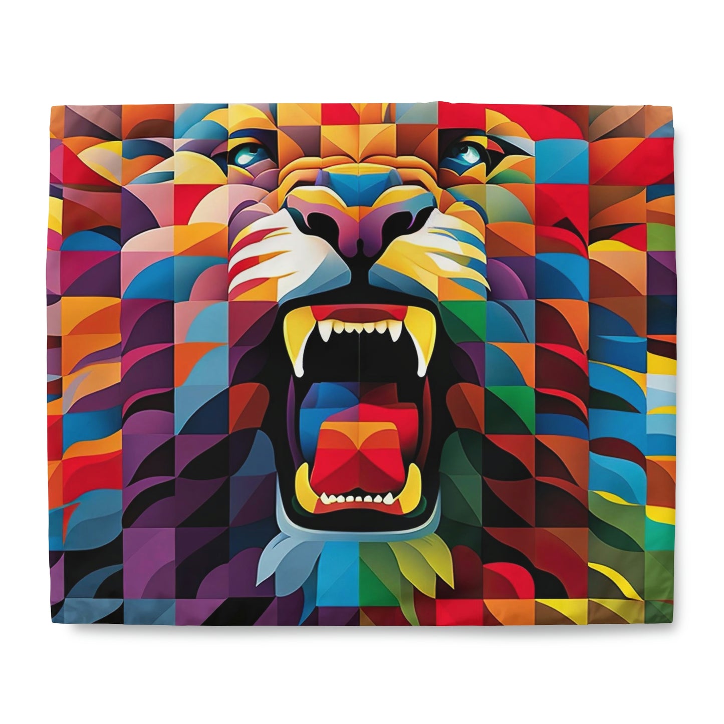Roaring Lion Colorful Duvet Cover, Lion King Duvet Cover, Animal Print Designer Duvet, Modern Twin Duvet Cover