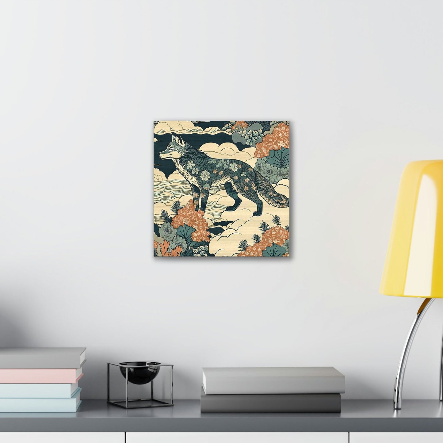 Floral Fox Canvas Wall Art, Wildlife Art Animal Wall Decor, Floral Decor Fox Wall Art, Nature Flowers Wall Art, Housewarming Gift