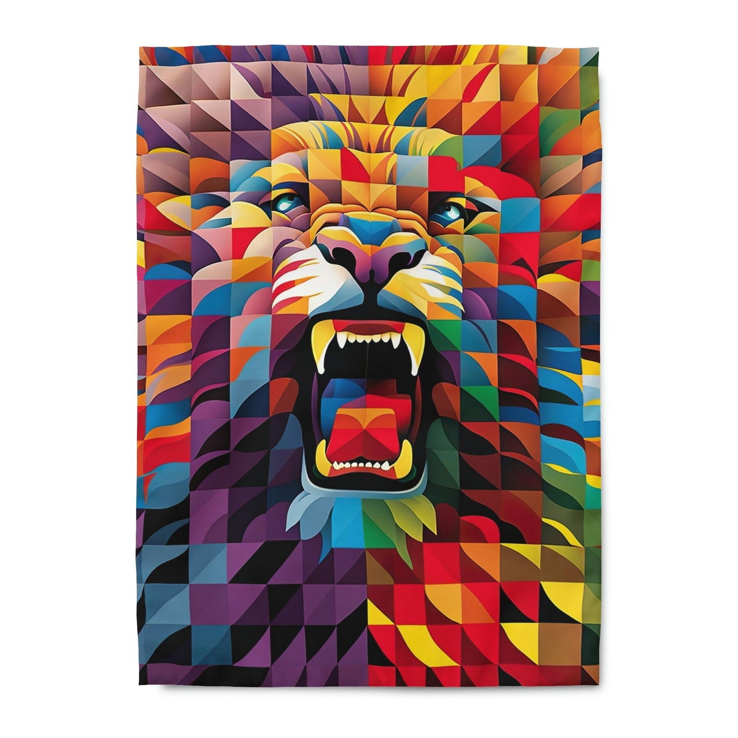 Roaring Lion Colorful Duvet Cover, Lion King Duvet Cover, Animal Print Designer Duvet, Modern Twin Duvet Cover