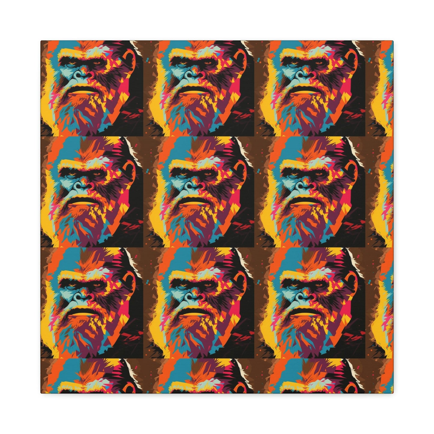 Retro Sasquatch Pop Art, Colorful Sasquatch Canvas Art, Animal Pop Art Wall Art, Monster Wall Decal, Rainbow Color Canvas Art