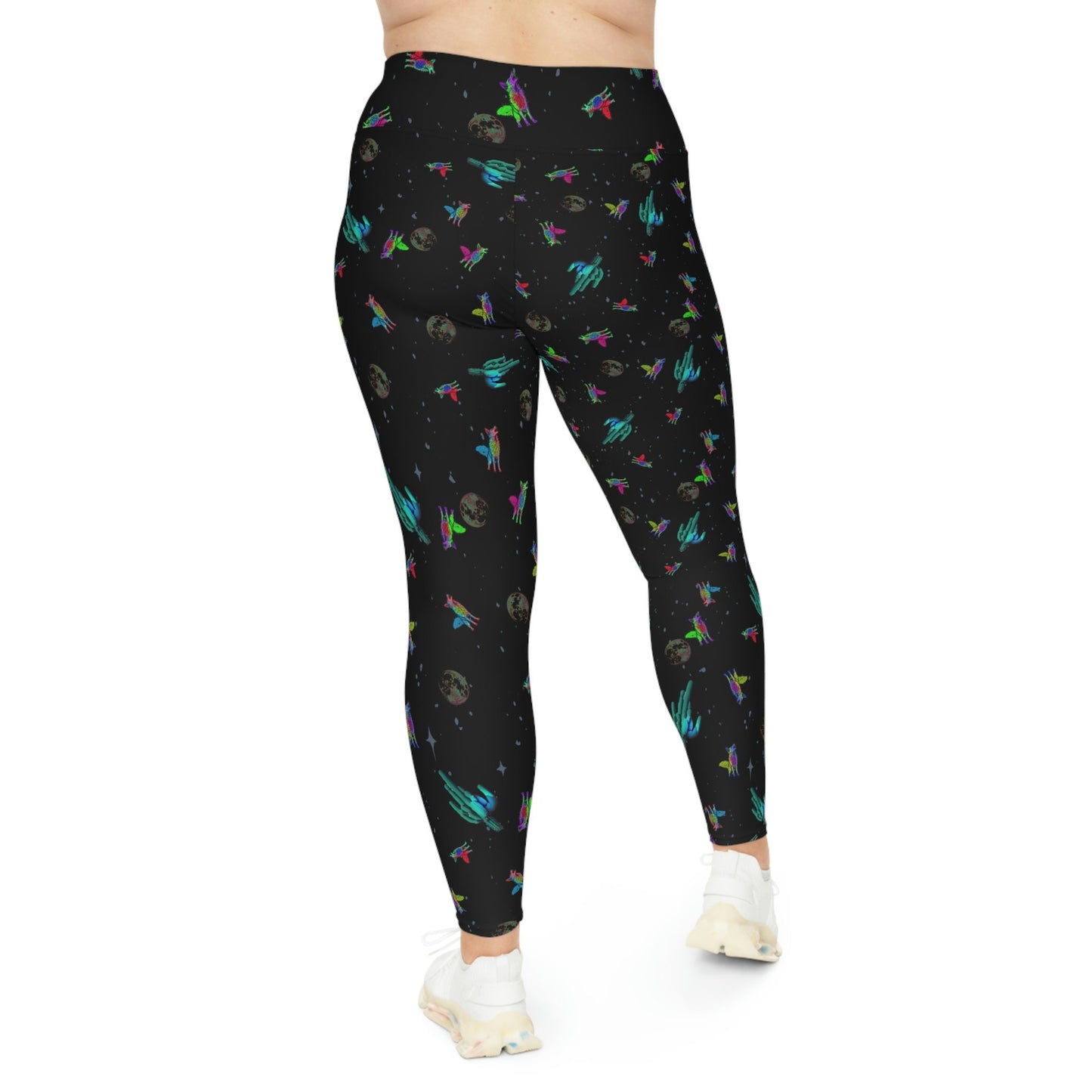 Coyote Space Cactus Spandex Leggings for Women, Wolf Howling Printed Leggings, Moon Leggings, Yoga Fitness Leggings
