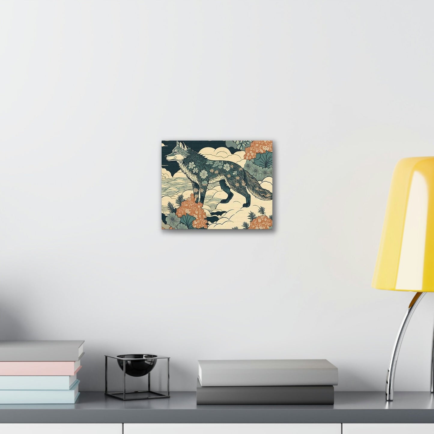 Floral Fox Canvas Wall Art, Wildlife Art Animal Wall Decor, Floral Decor Fox Wall Art, Nature Flowers Wall Art, Housewarming Gift