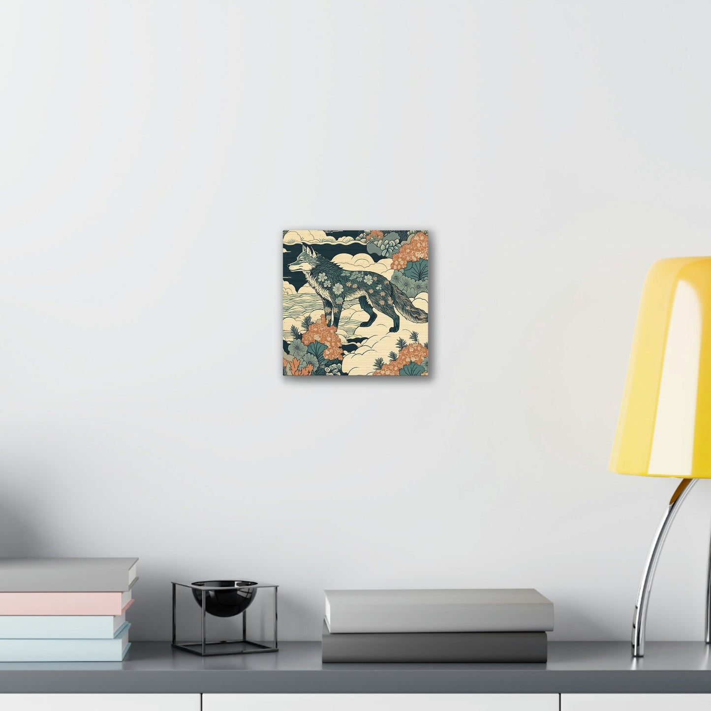 Floral Fox Canvas Wall Art, Wildlife Art Animal Wall Decor, Floral Decor Fox Wall Art, Nature Flowers Wall Art, Housewarming Gift