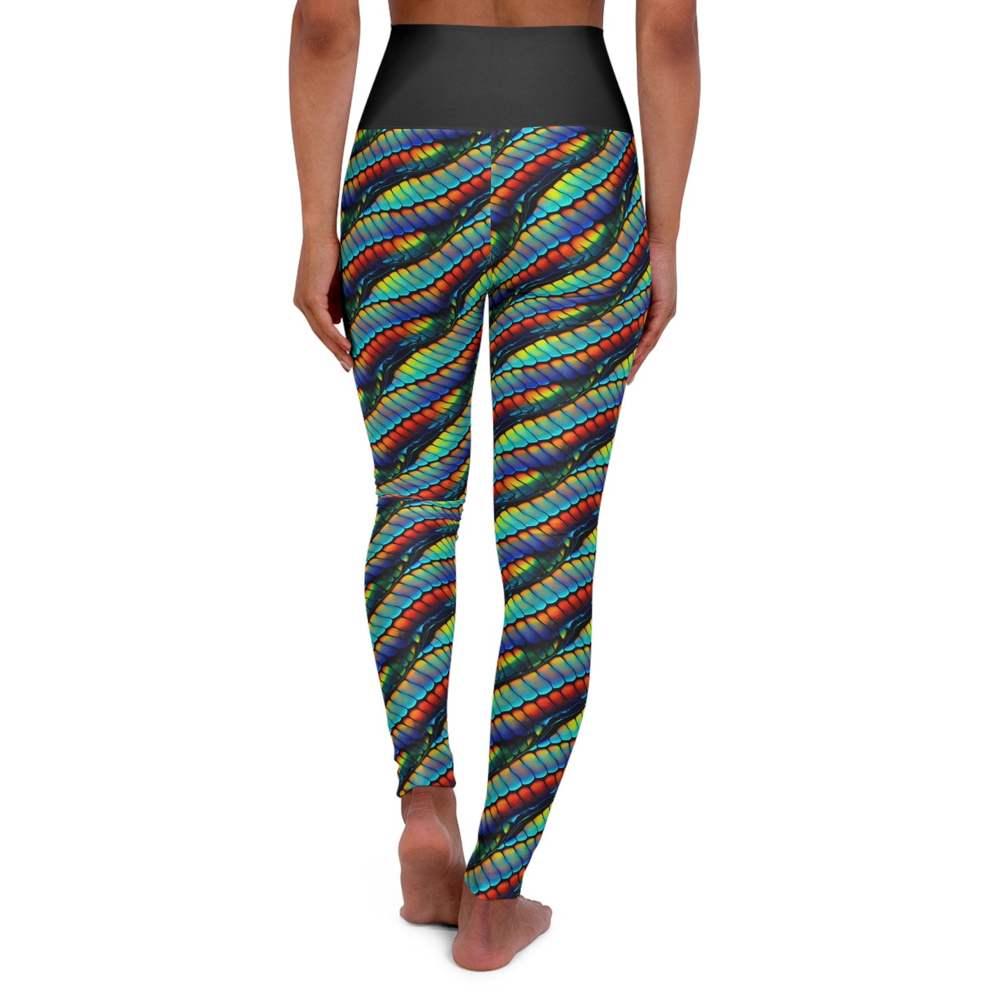 Rainbow Scales High Waist Leggings, Yoga Leggings, Workout Leggings, Fitness Leggings, Colorful Printed Leggings