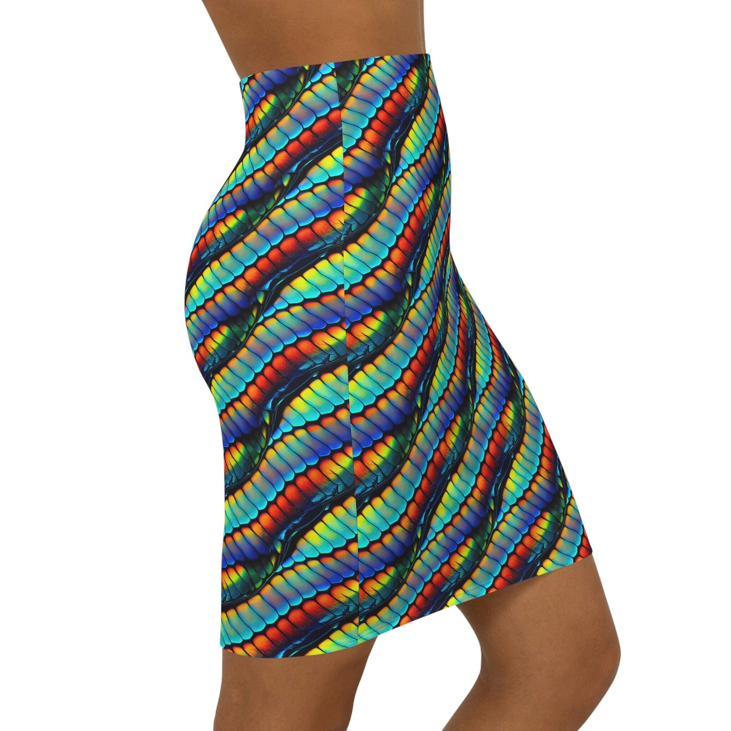 Rainbow Scales Skirt, Women's Mini Skirt, Pencil Skirts for Women, High Waist Summer Skirt, Cute Designer Skirt