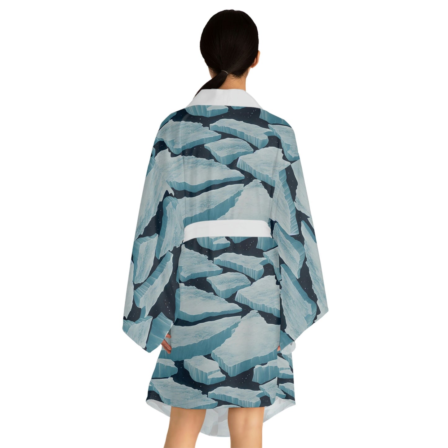 Polar Bear Long Sleeve Kimono Robe, Iceberg Clothing Boho Kimono Robe, Japanese Kimono Robe for Women, Traditional Clothing