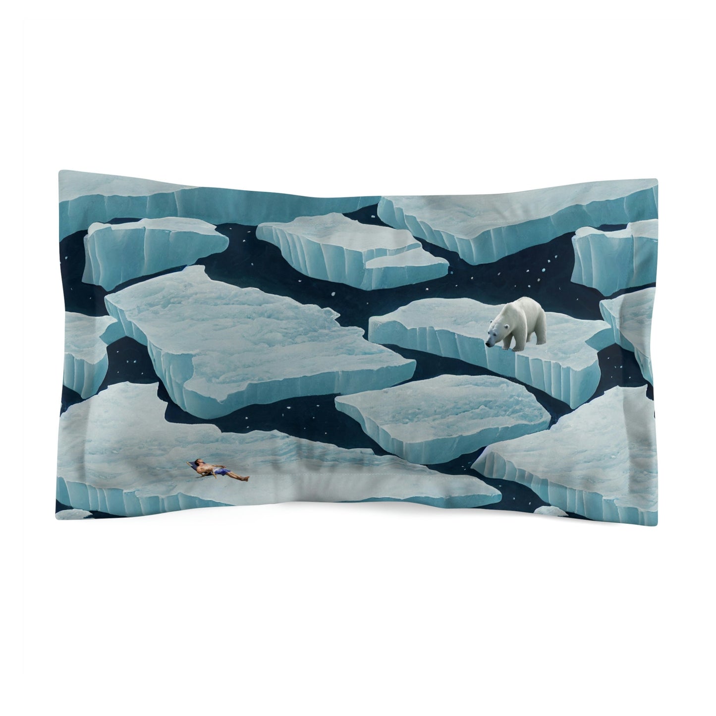 Polar Bear Pillow, Iceberg Decorative Pillows, Winter Bed Pillows, Bear Pillow Decor, Floor Pillow, Microfiber Pillow Sham