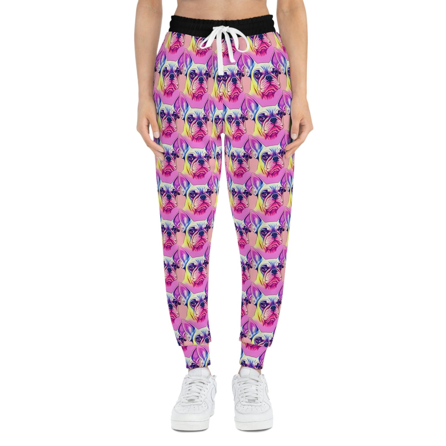 Pink French Bulldog Mens Joggers, Animal Clothing High Waisted Joggers, Athletic Clothing Mens Yoga Pants, Mens Fashion Streetwear Pants