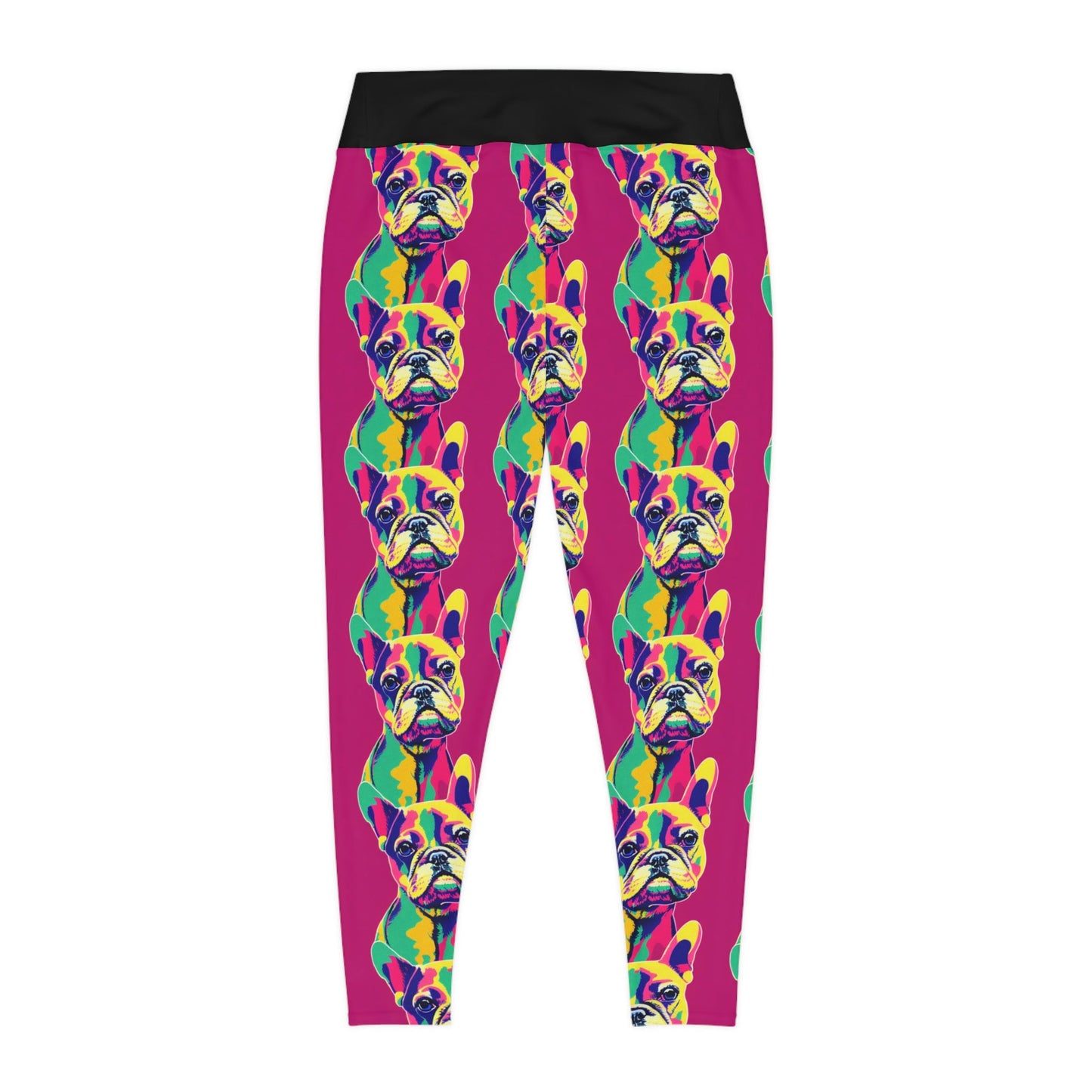 French Bulldog High Waist Leggings, Pop Art Leggings, Plus Size Leggings, Spandex Leggings, Fitness Yoga Leggings for Women