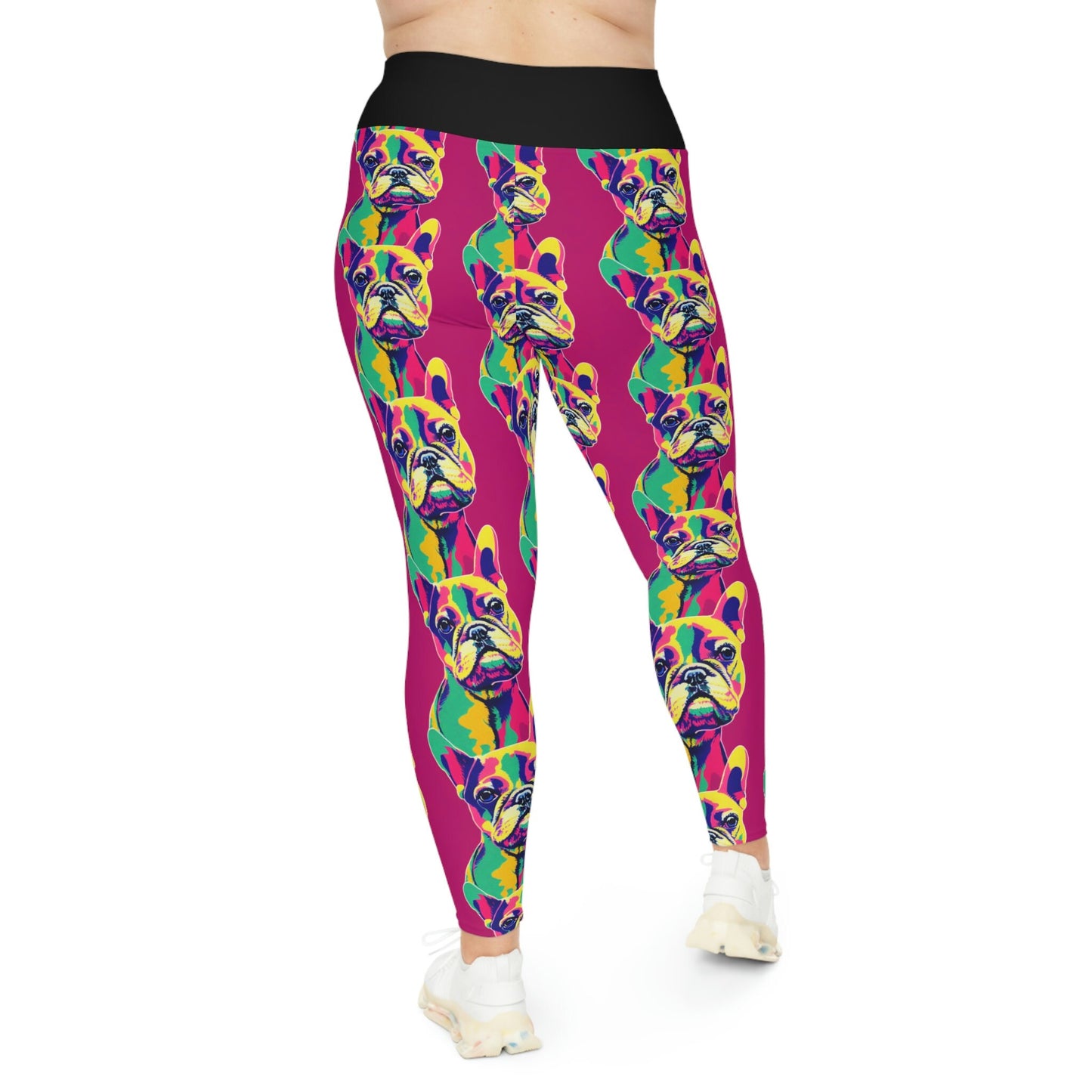 French Bulldog High Waist Leggings, Pop Art Leggings, Plus Size Leggings, Spandex Leggings, Fitness Yoga Leggings for Women