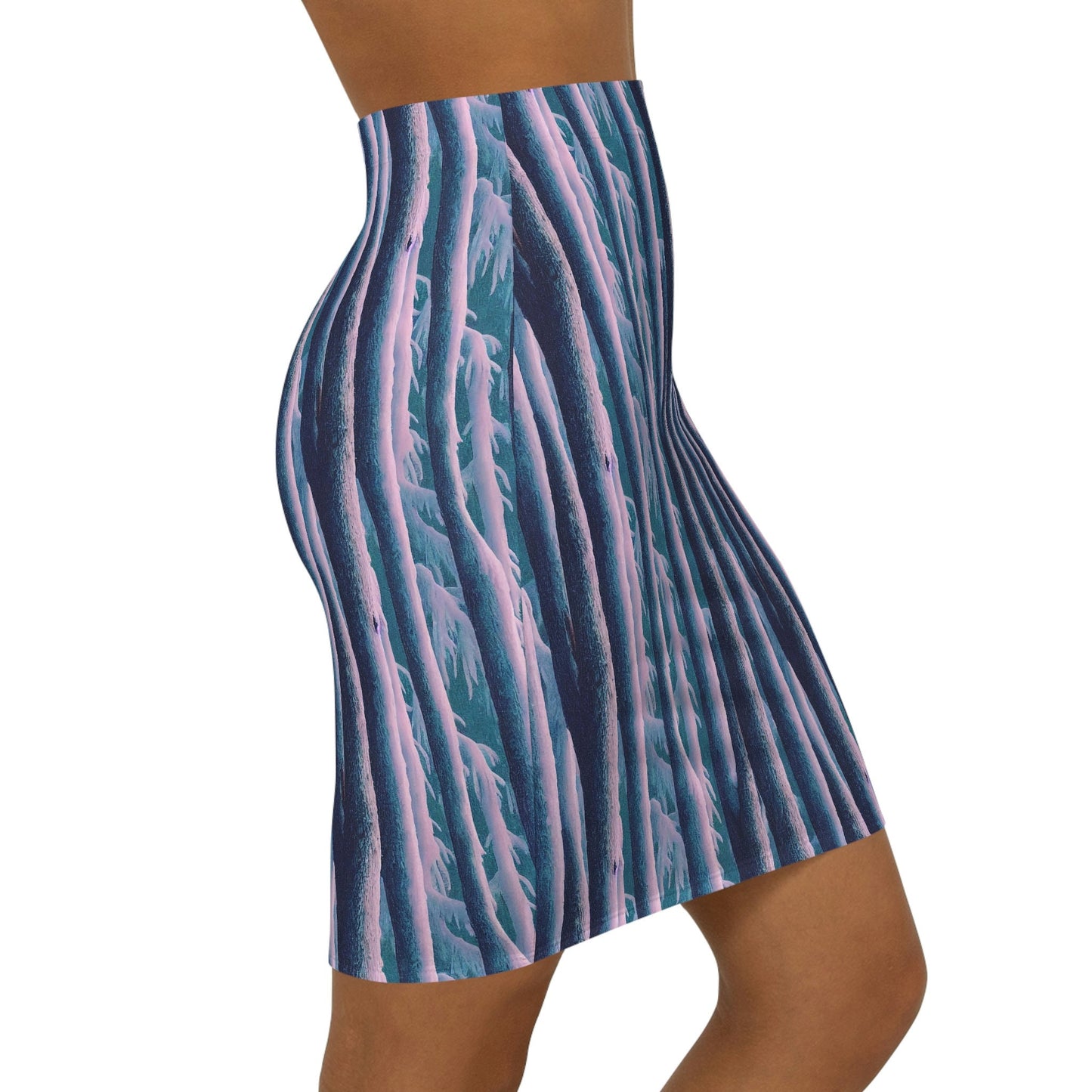 Yeti Pencil Skirt, Tree Pattern Skirt for Women, Handmade Pencil Skirt, High Waisted Skirt, Bigfoot Skirt, Mini Skirt
