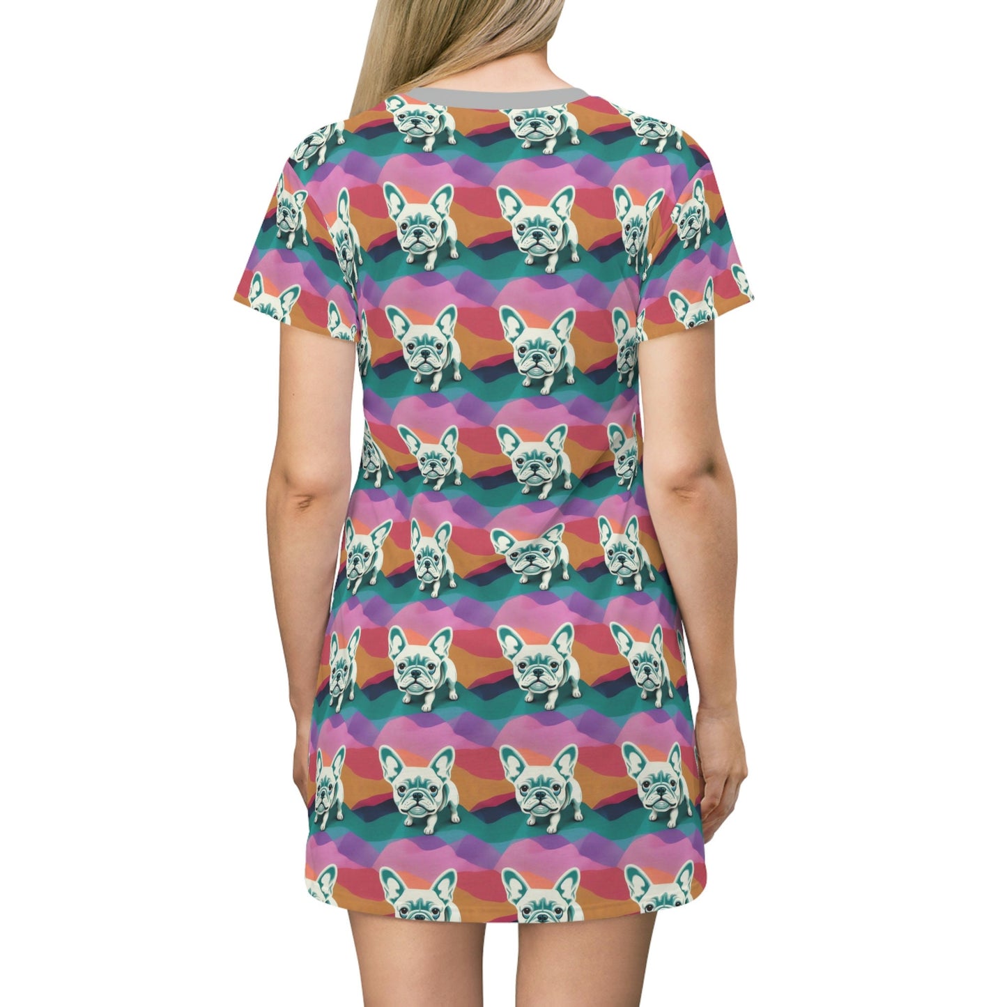 French BullDog Shirt Dress, Plus Size Dog Lover Tshirt Dress, Aesthetic Animal Tshirt, Oversized Tshirt Dress, Comfy Shirt