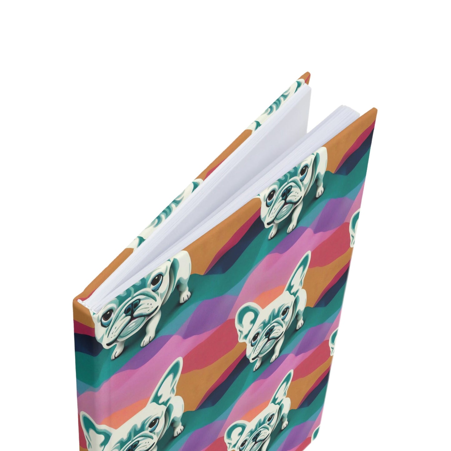 French Bulldog Journal, Dog Pattern Hardcover Journal, Frenchie Design Notebook Journal, Pastel Colors A5 Journal Notebook