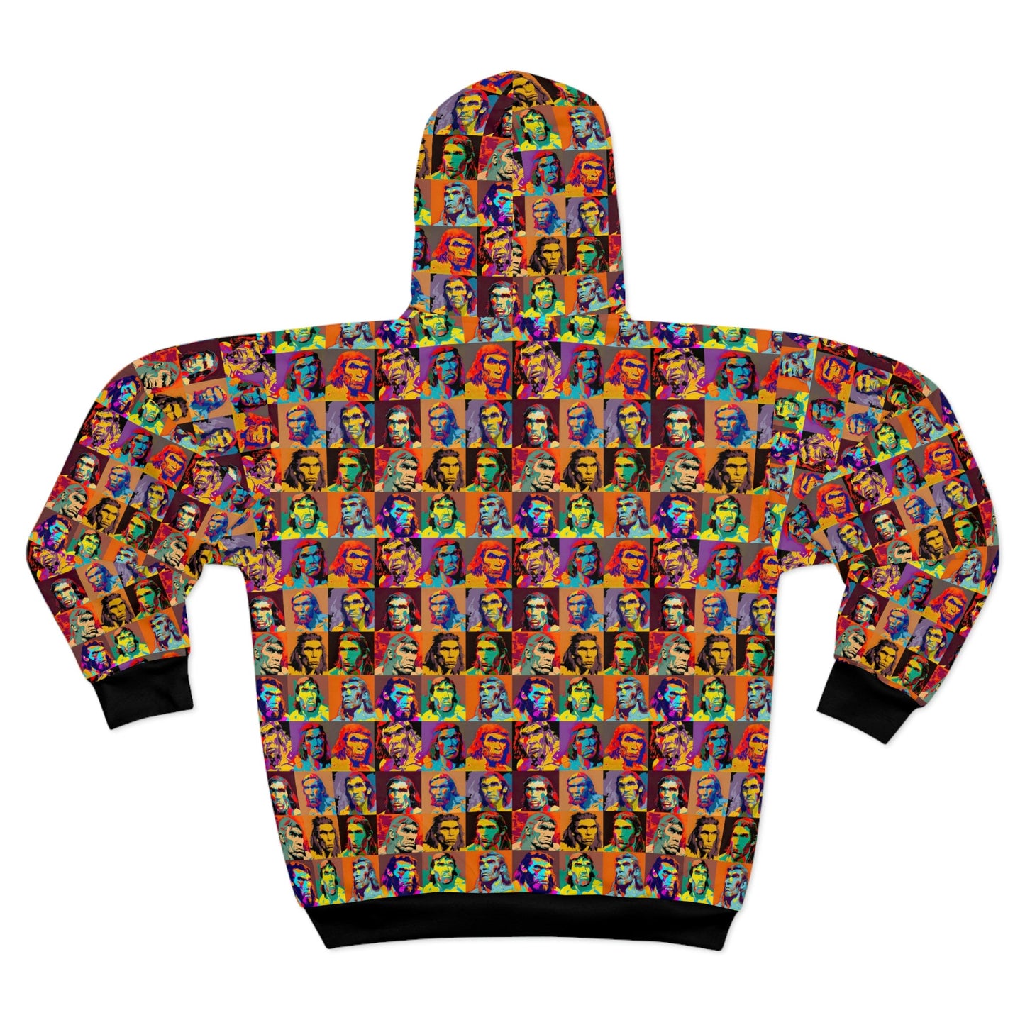 Neanderthal Portraits Pop Art Unisex Zip Hoodie, Retro Art Printed Hoodie, Aesthetic Pop Art Hoodie, Winter Fashion Zip Hoodie