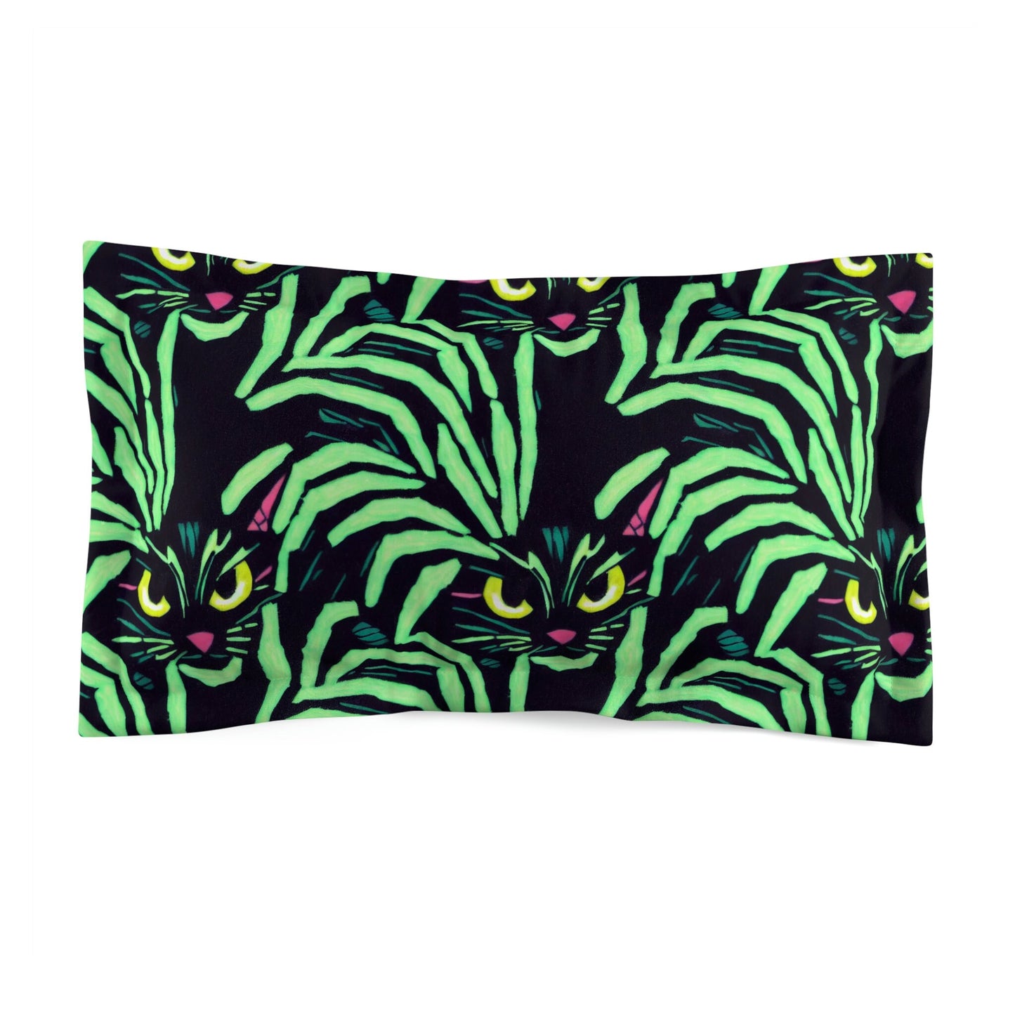 Jungle Cat Pillow, Yellow Eyed Cat Pillow, Green Pattern Throw Pillow, Cat Throw Pillow, Animal Throw Pillow, Cat Gifts Pillow