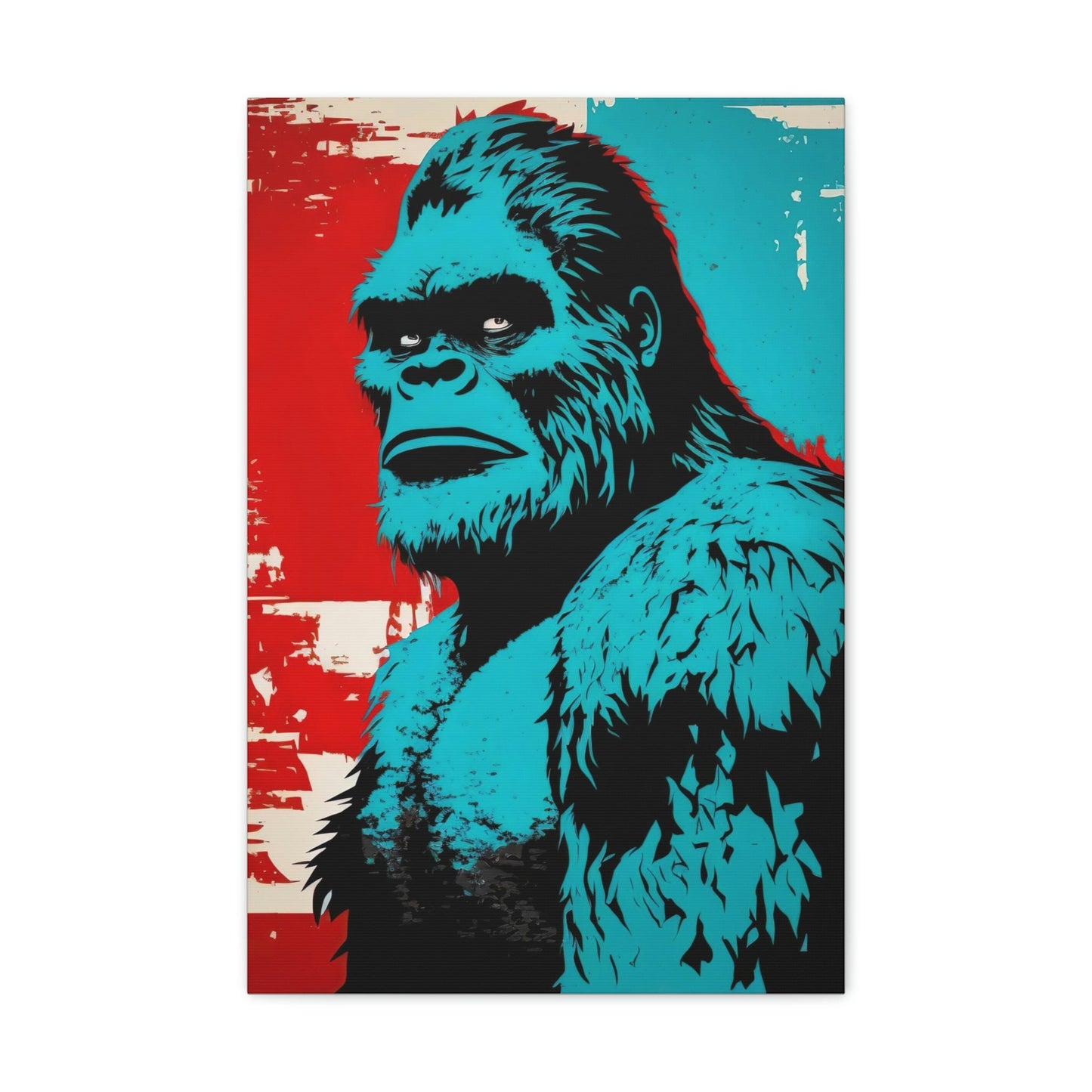Red White Blue Pop Squatch, Colorful Sasquatch Monster Art, Sasquatch Canvas Painting Print, Wildlife Animal Wall Decor