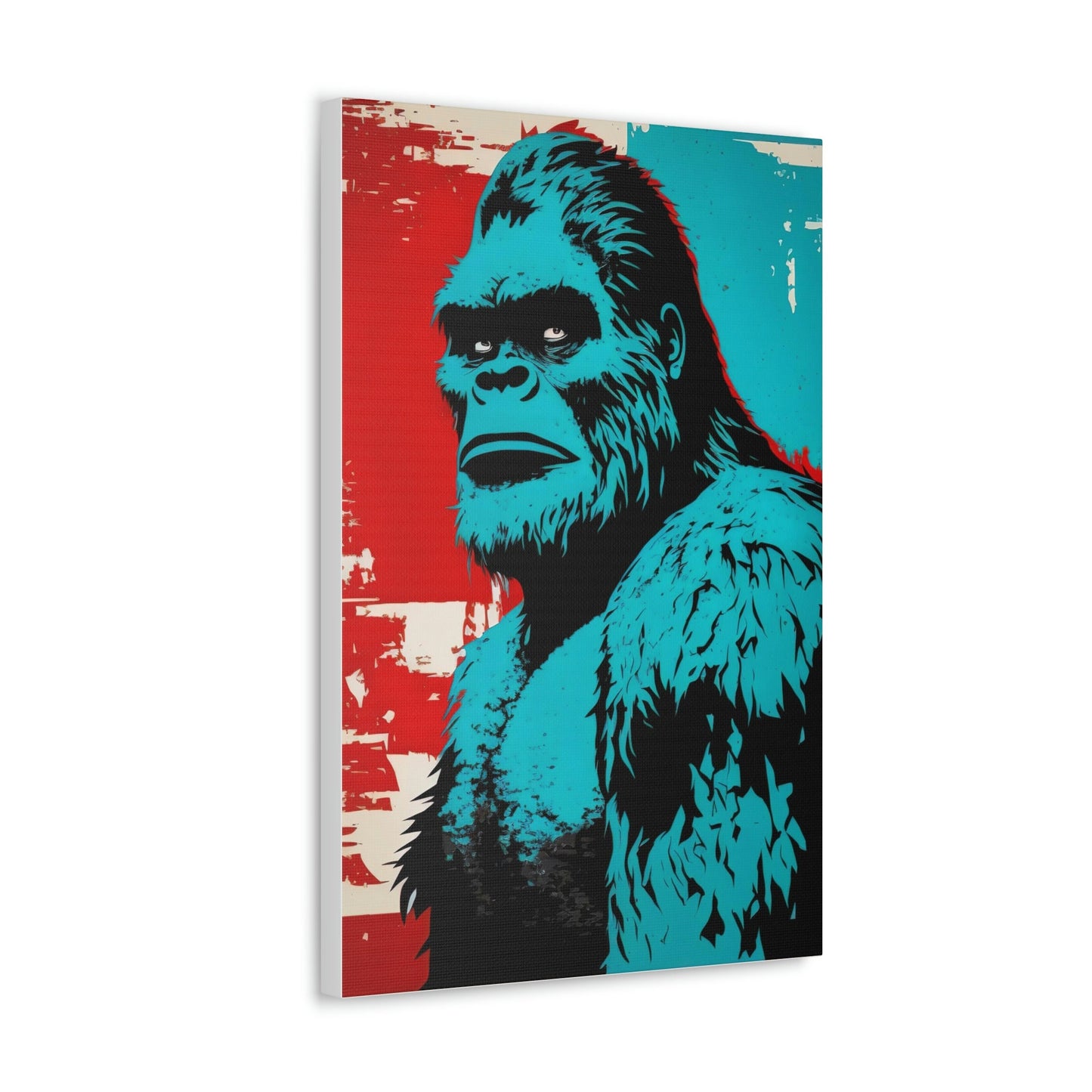 Red White Blue Pop Squatch, Colorful Sasquatch Monster Art, Sasquatch Canvas Painting Print, Wildlife Animal Wall Decor