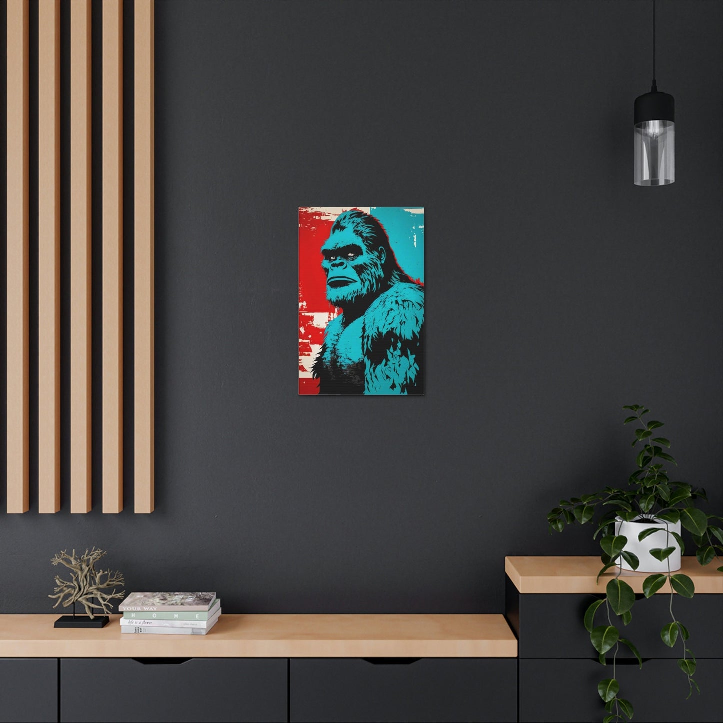 Red White Blue Pop Squatch, Colorful Sasquatch Monster Art, Sasquatch Canvas Painting Print, Wildlife Animal Wall Decor