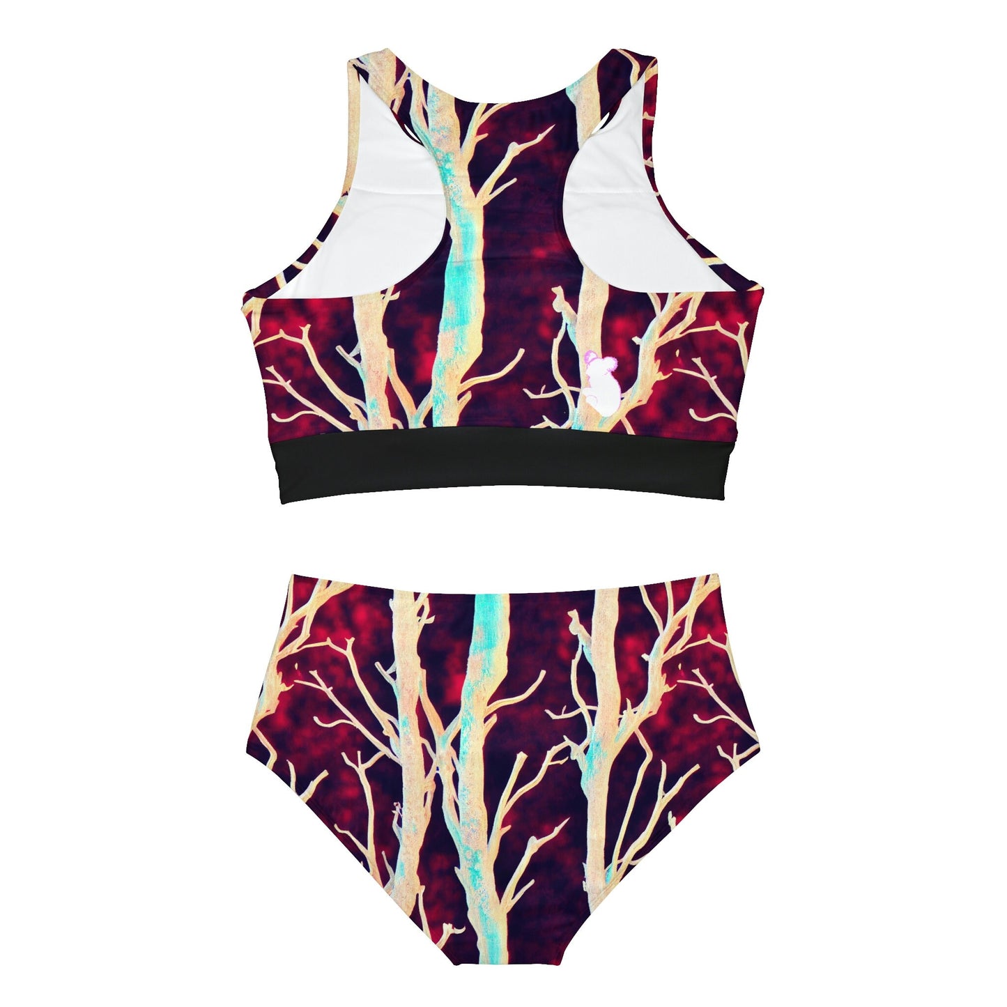 Purple High Waisted Bikini Set, Forest Print Sporty Bikini Set, Girls Sexy Bikini, Two Piece Summer Bikini Set For Women