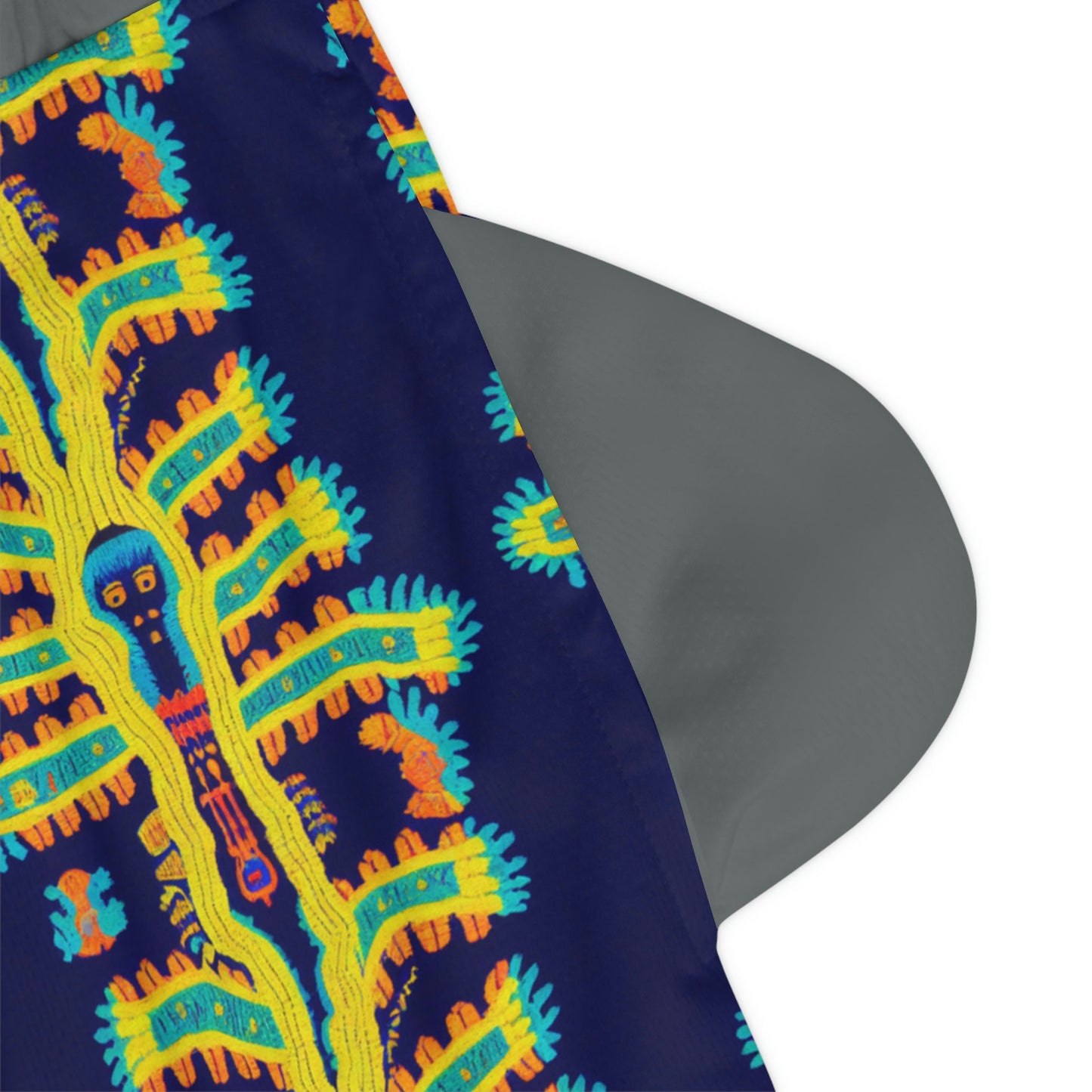 Cryptid Native Huichol Style Basketball Shorts, High Waisted Shorts, Streetwear Graphic Shorts, Polyester Athletic Shorts