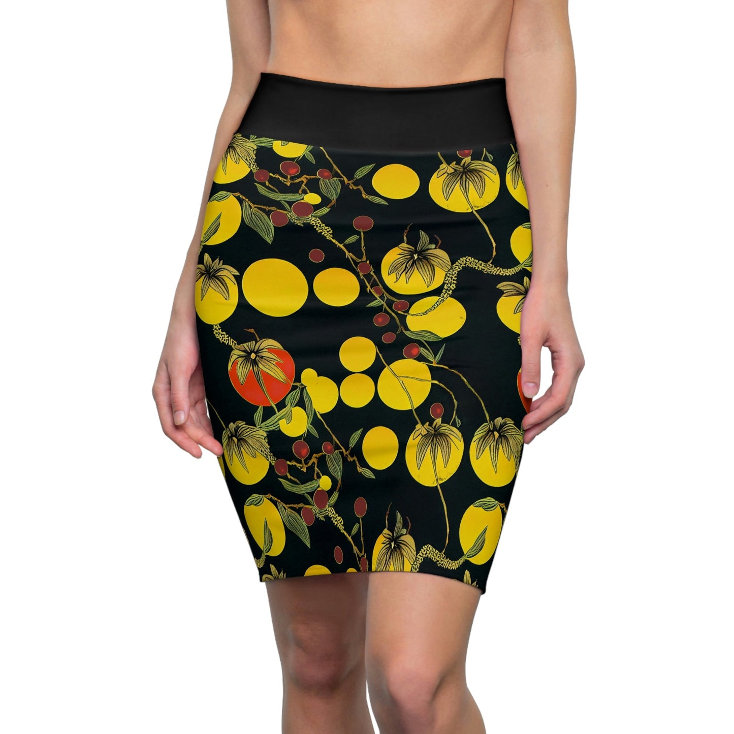 Tomato Garden Skirt, Women's Pencil Skirt, High Waisted Skirt, Short Skirt for Women, Handmade Skirt, Garden Party Dress