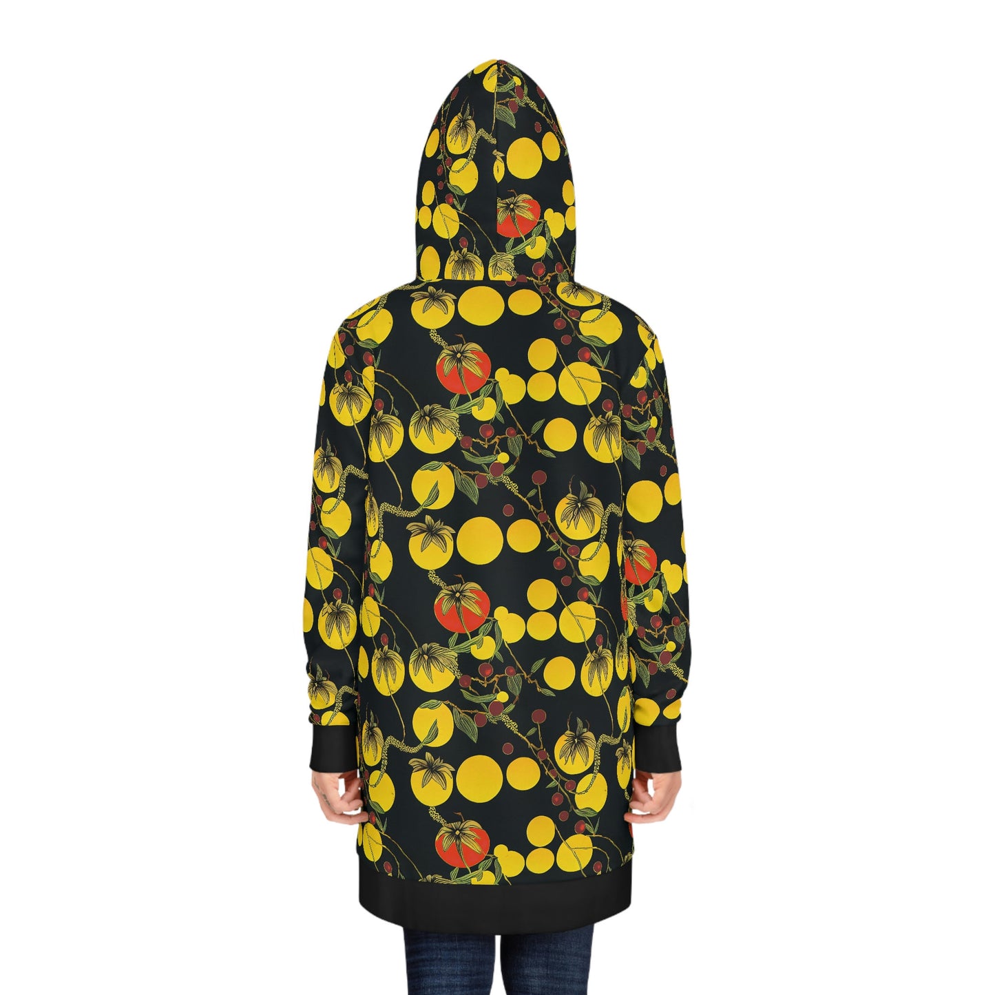 Yellow Tomato Botanical Hoodie Dress, Streetwear Women Hoodie Dress, Plus Size Hoodie With Pocket, Dress For Women